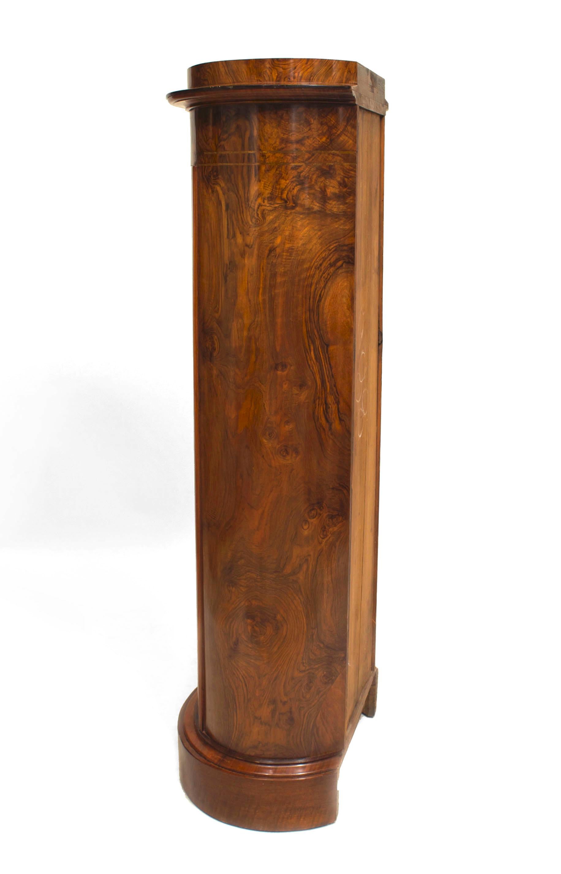 Biedermeier Burl Walnut Pedestal Cabinet For Sale 1