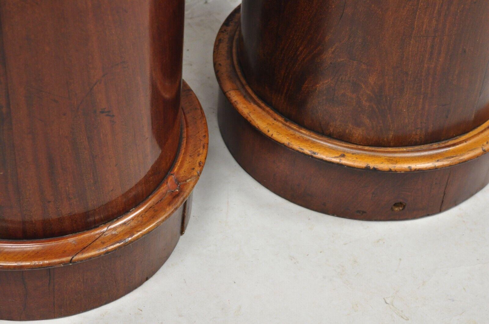 A.I.C. Biedermeier Mahogany Marble Top One Door Side Table Cabinet - a Pair 2