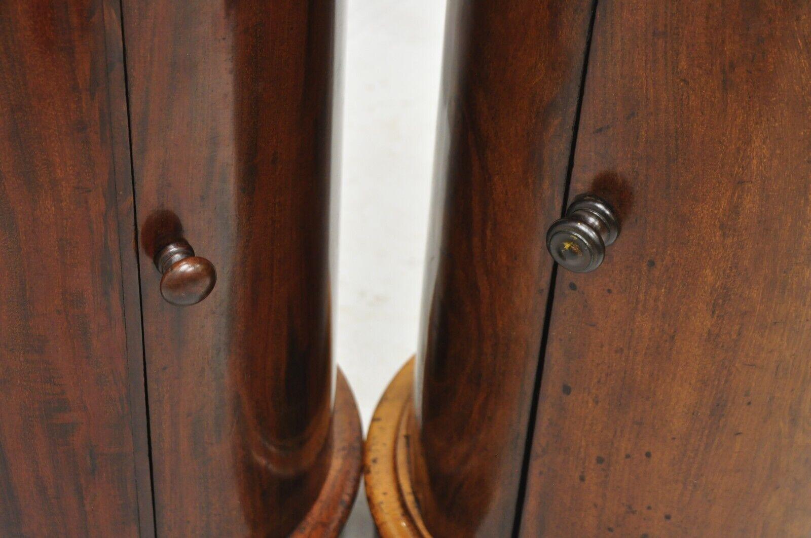 19th C Biedermeier Mahogany Marble Top One Door Side Table Cabinet - a Pair 4