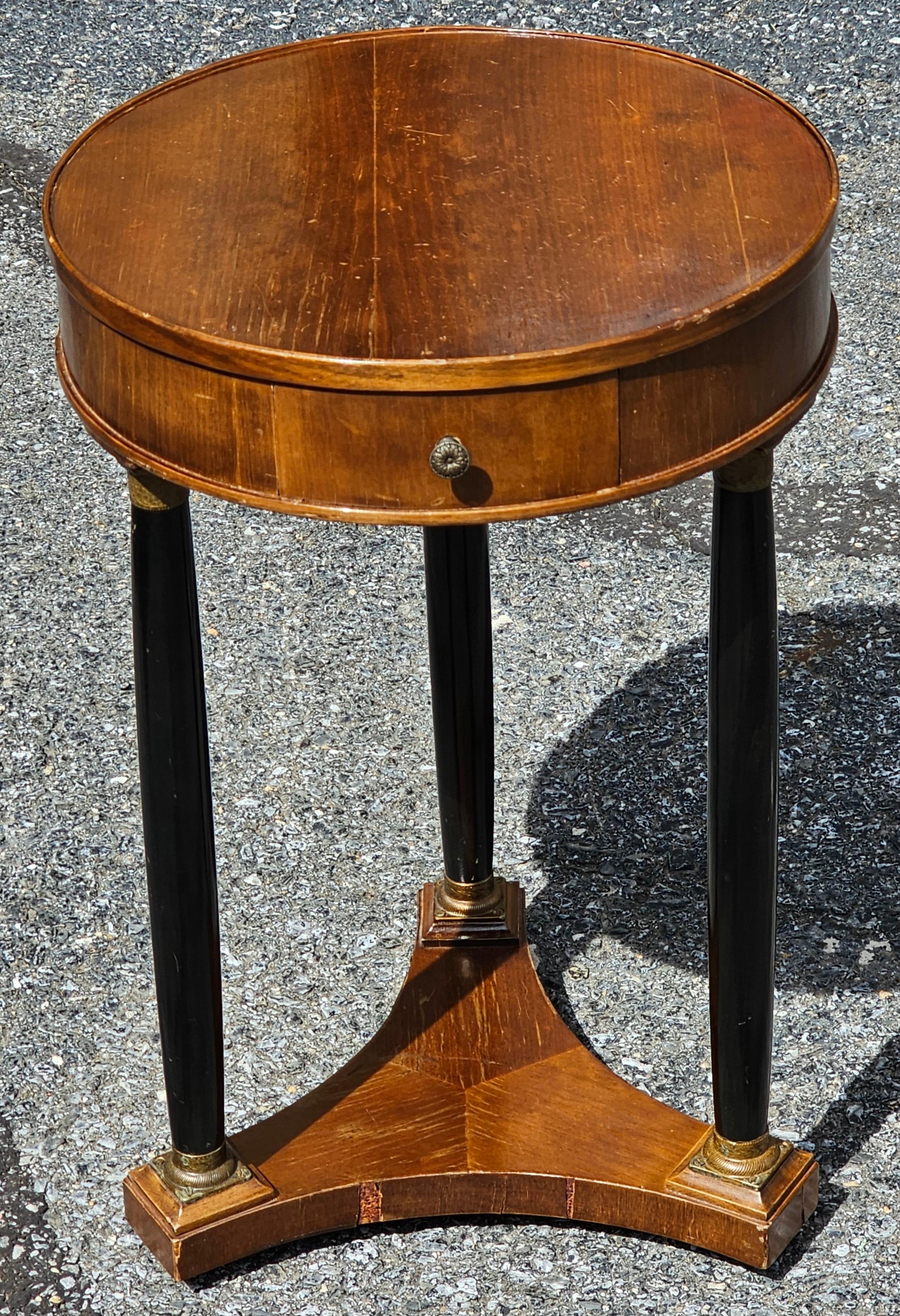 American 19th C. Biedermeier Partial Ebonized and Bronze Mount Side Table or Candle Stand For Sale