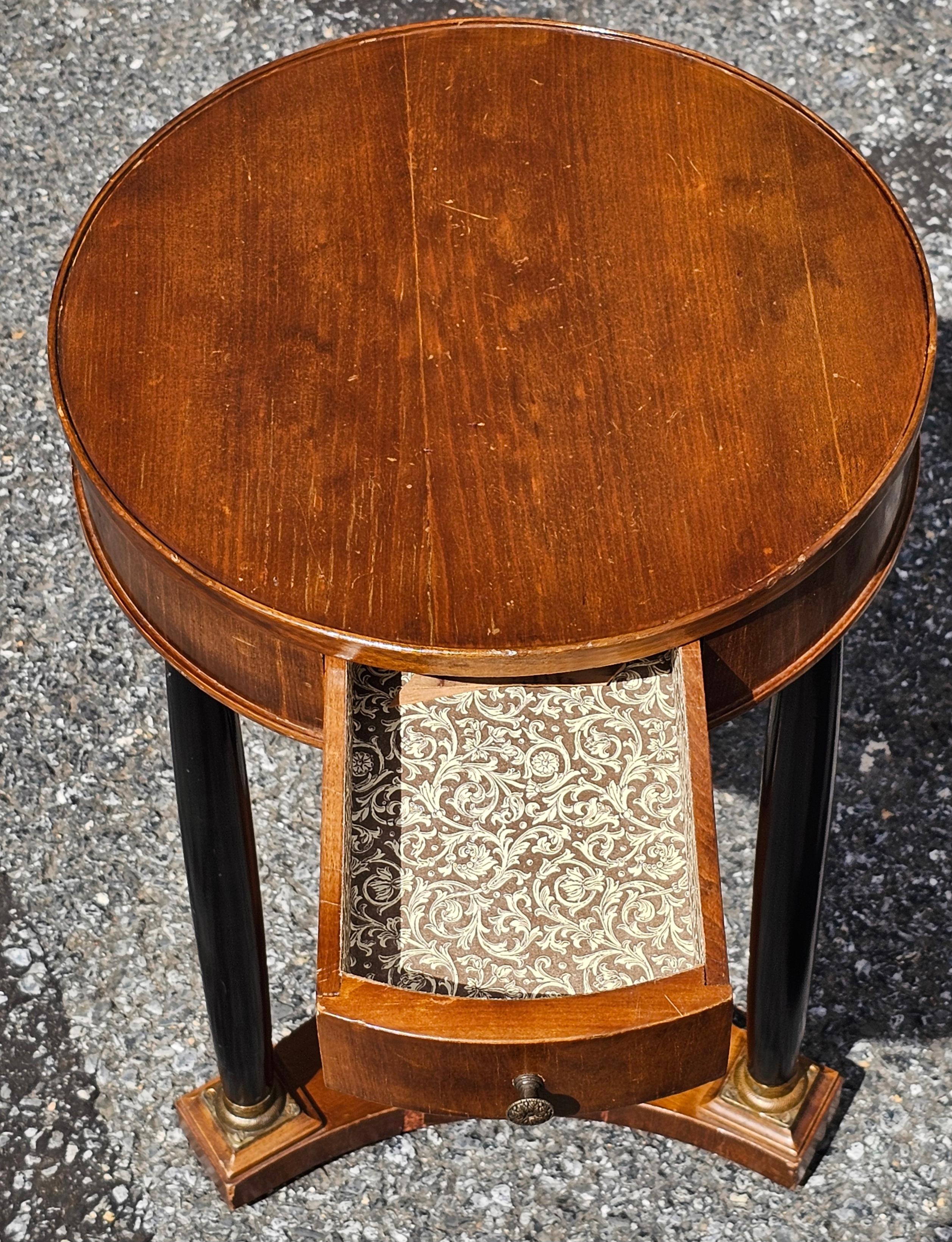 19th C. Biedermeier Partial Ebonized and Bronze Mount Side Table or Candle Stand In Good Condition For Sale In Germantown, MD