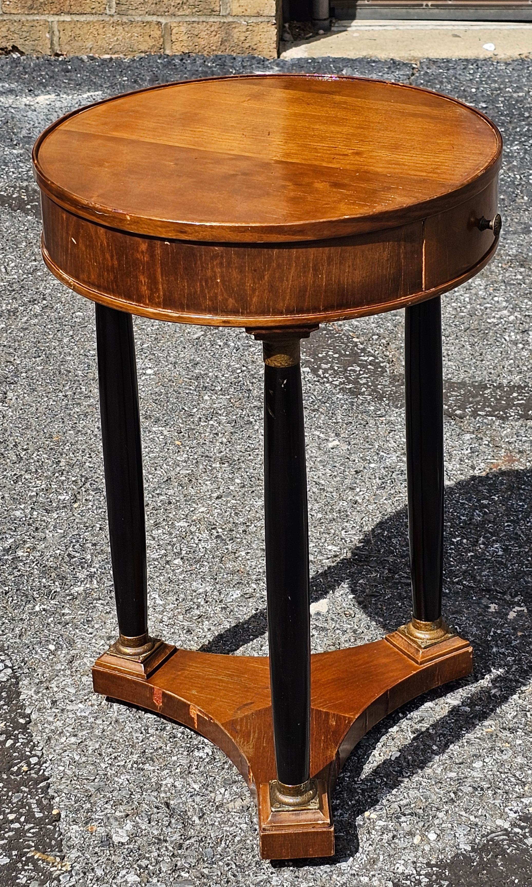 19th Century 19th C. Biedermeier Partial Ebonized and Bronze Mount Side Table or Candle Stand For Sale