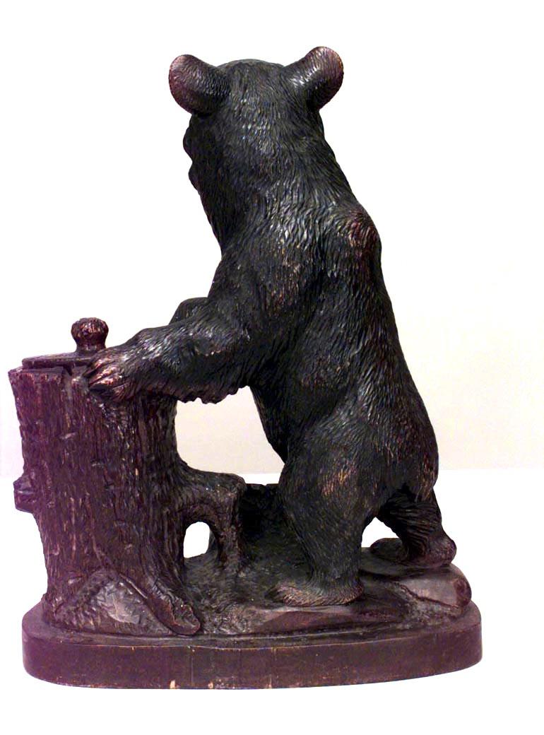 European Rustic Black Forest Carved Bear Humidor