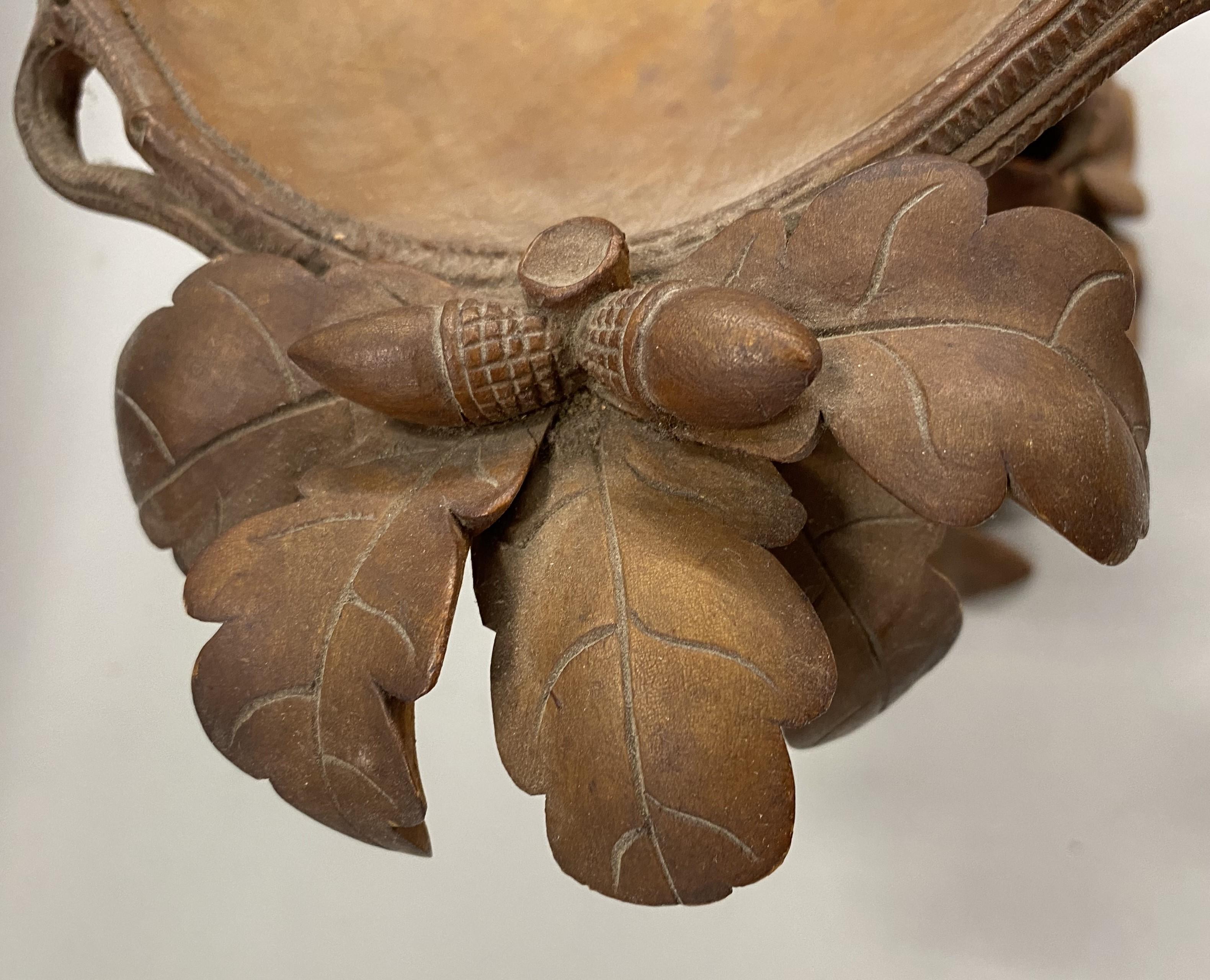19th c Black Forest Carved Compote with Fox & Pheasant 2