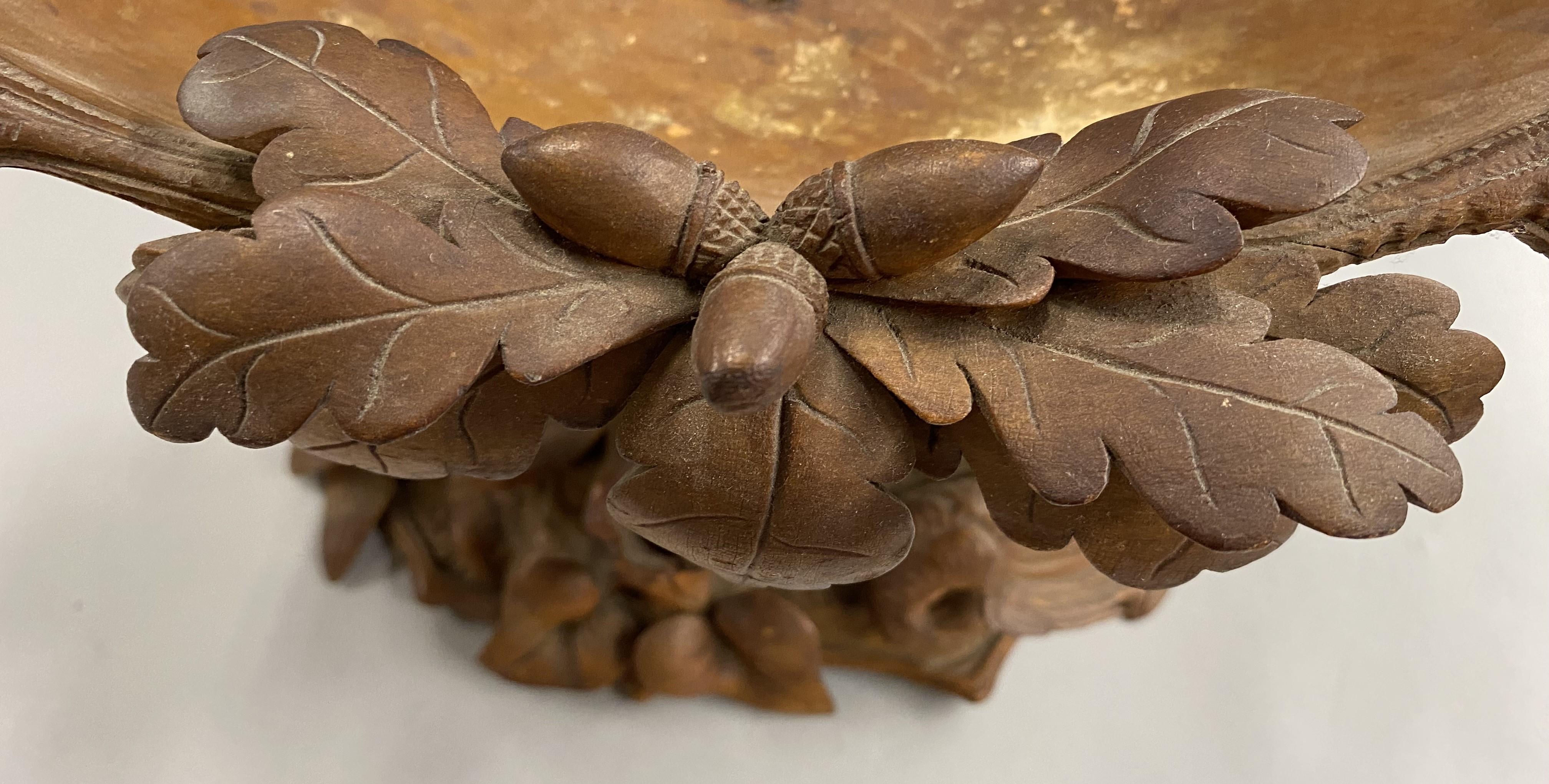 19th c Black Forest Carved Compote with Fox & Pheasant 3