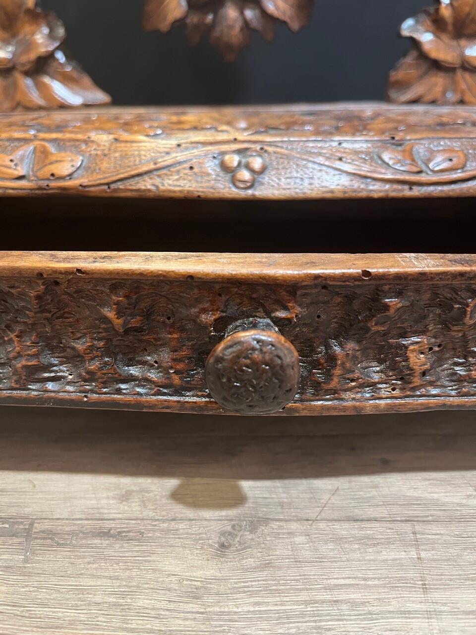 19th C Black Forest Dressing Table w/ Drawer and Mirror For Sale 1