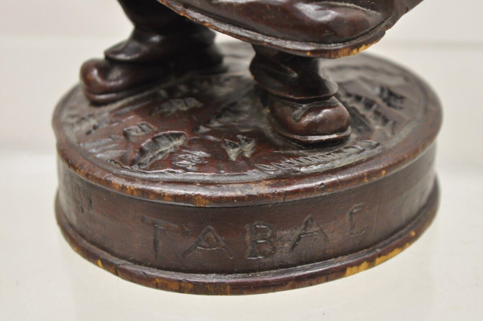 19th C. Black Forest Figural Wood Carved Night Watchman Lidded Tobacco Jar Box For Sale 3