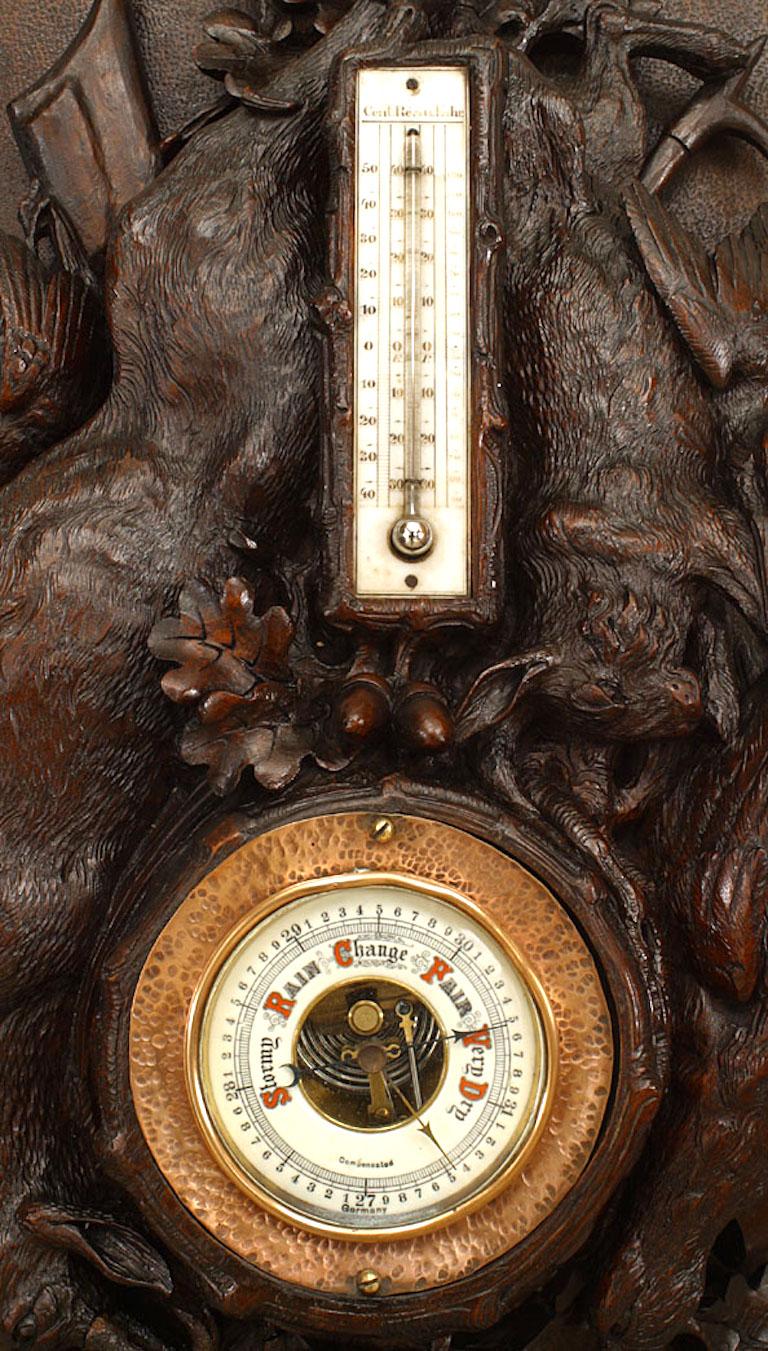 German Rustic Black Forest Walnut Barometer For Sale
