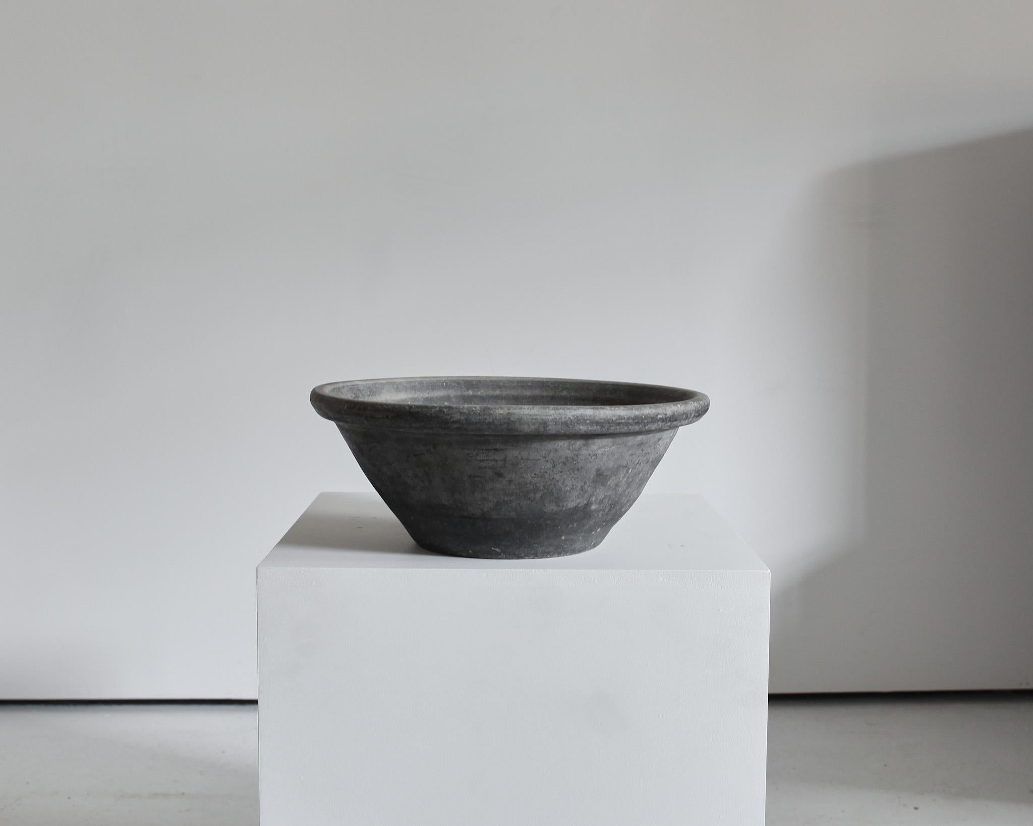 Spanish Black Wabi Sabi Catalan Terracotta Bowl '1of3', 19th Century