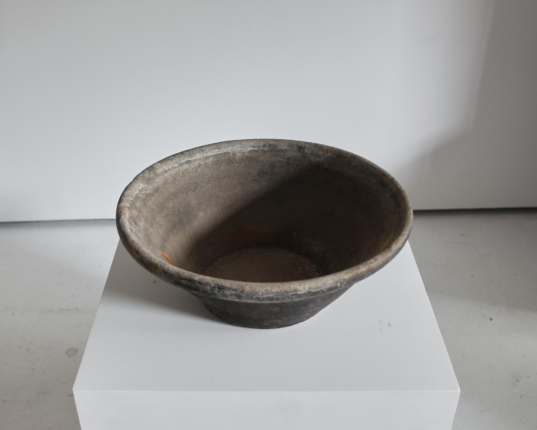 Black Wabi Sabi Catalan Terracotta Bowl '1of3', 19th Century In Good Condition In London, GB