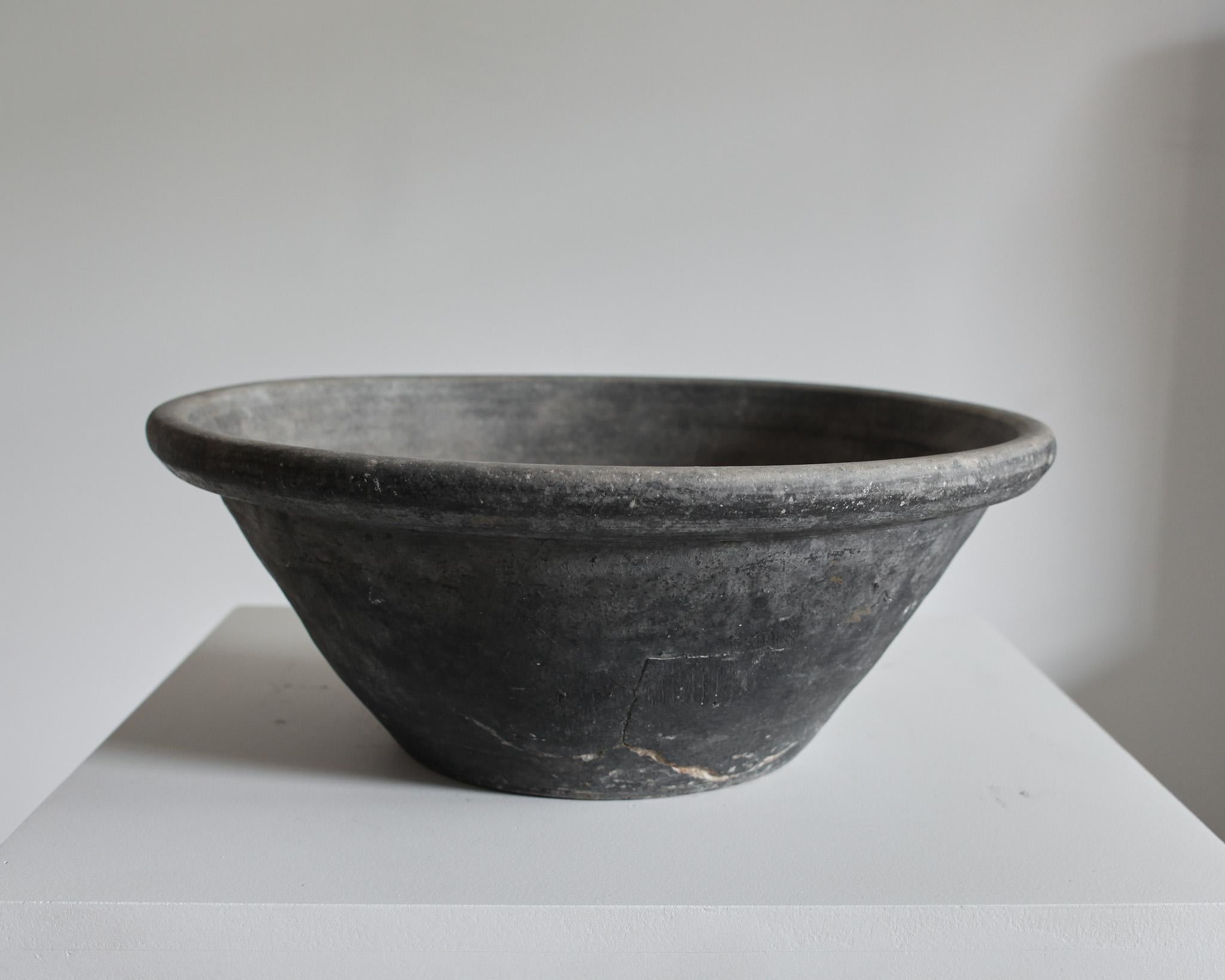 Black Wabi Sabi Catalan Terracotta Bowl '1of3', 19th Century 1