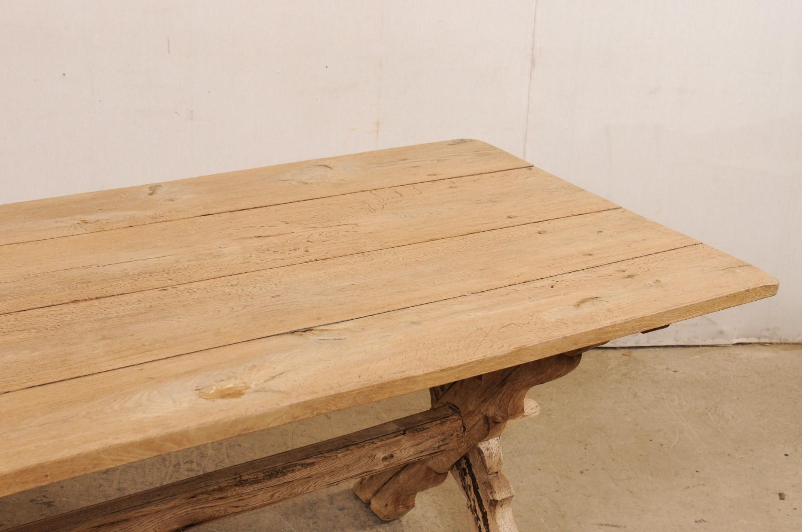 19th Century 19th C. Bleached Oak X-Leg Table or Desk, France For Sale