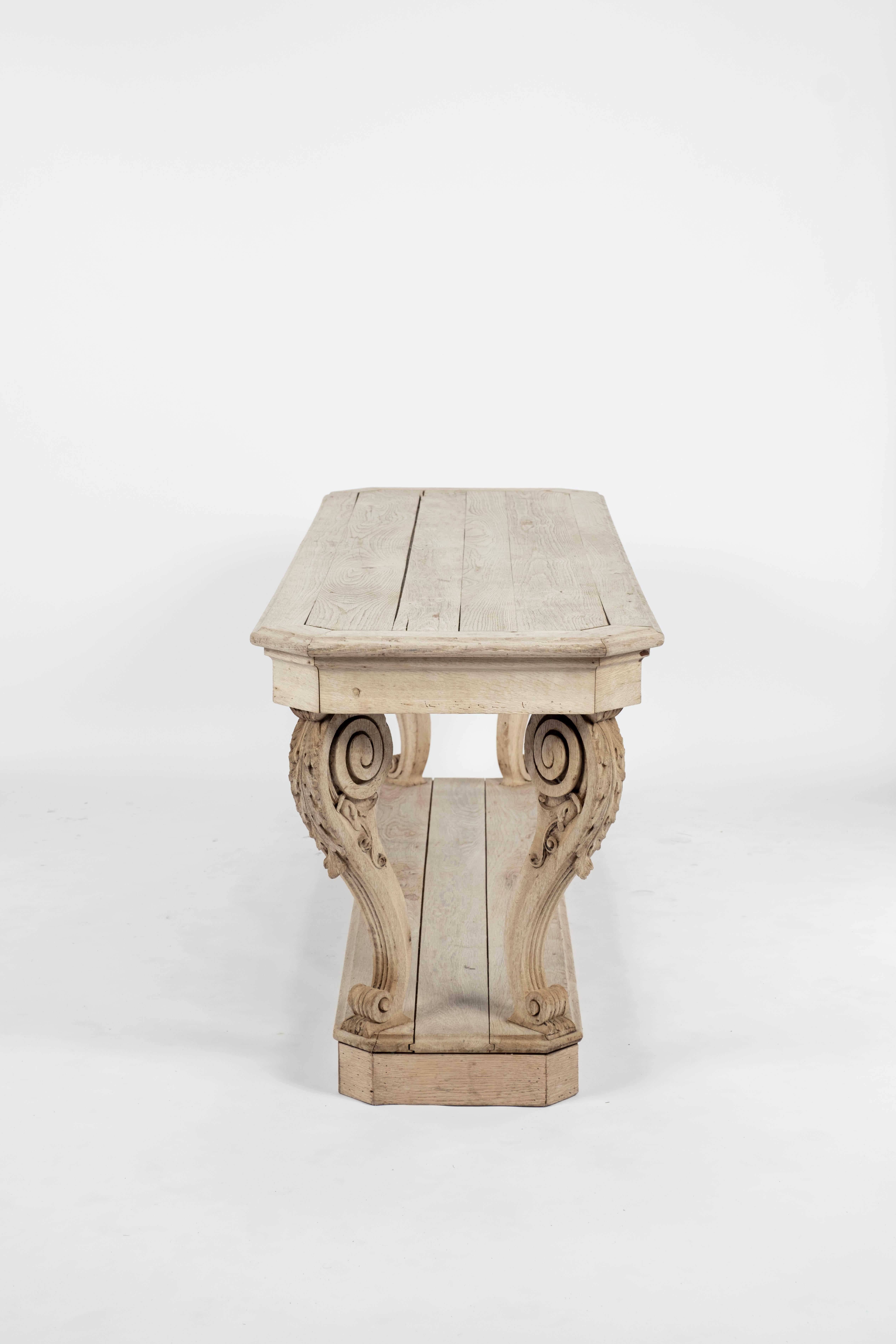 19th C. Bleached Wood Draper's Table or Console For Sale 5