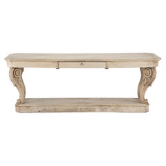 Table ou console de drapier en bois blanchi du XIXe siècle