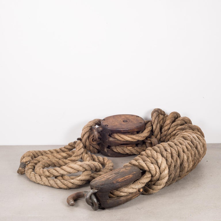 19th Century Block and Tackle with Rope, circa 1880s For Sale at 1stDibs