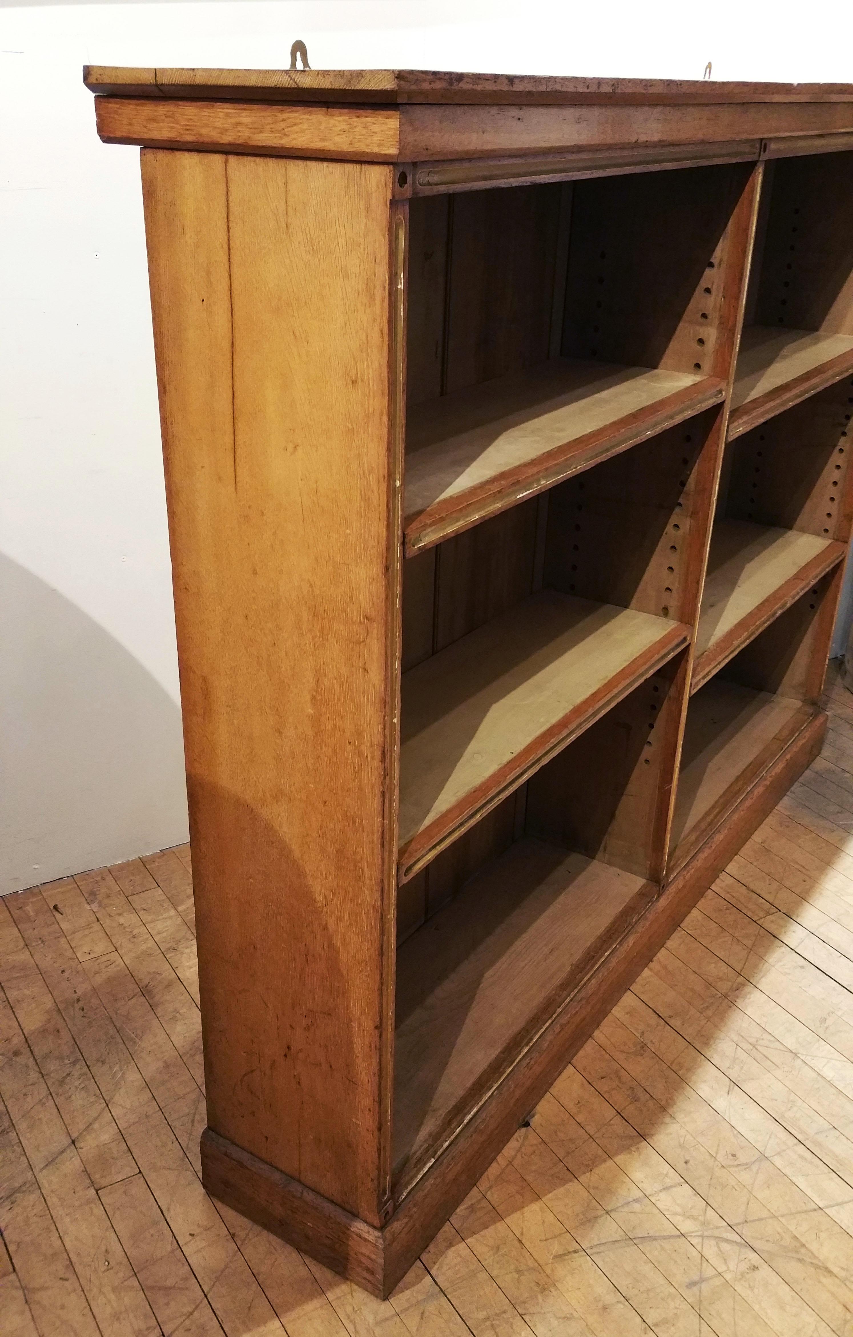 19th Century Blond Oak English Open Bookcase 4