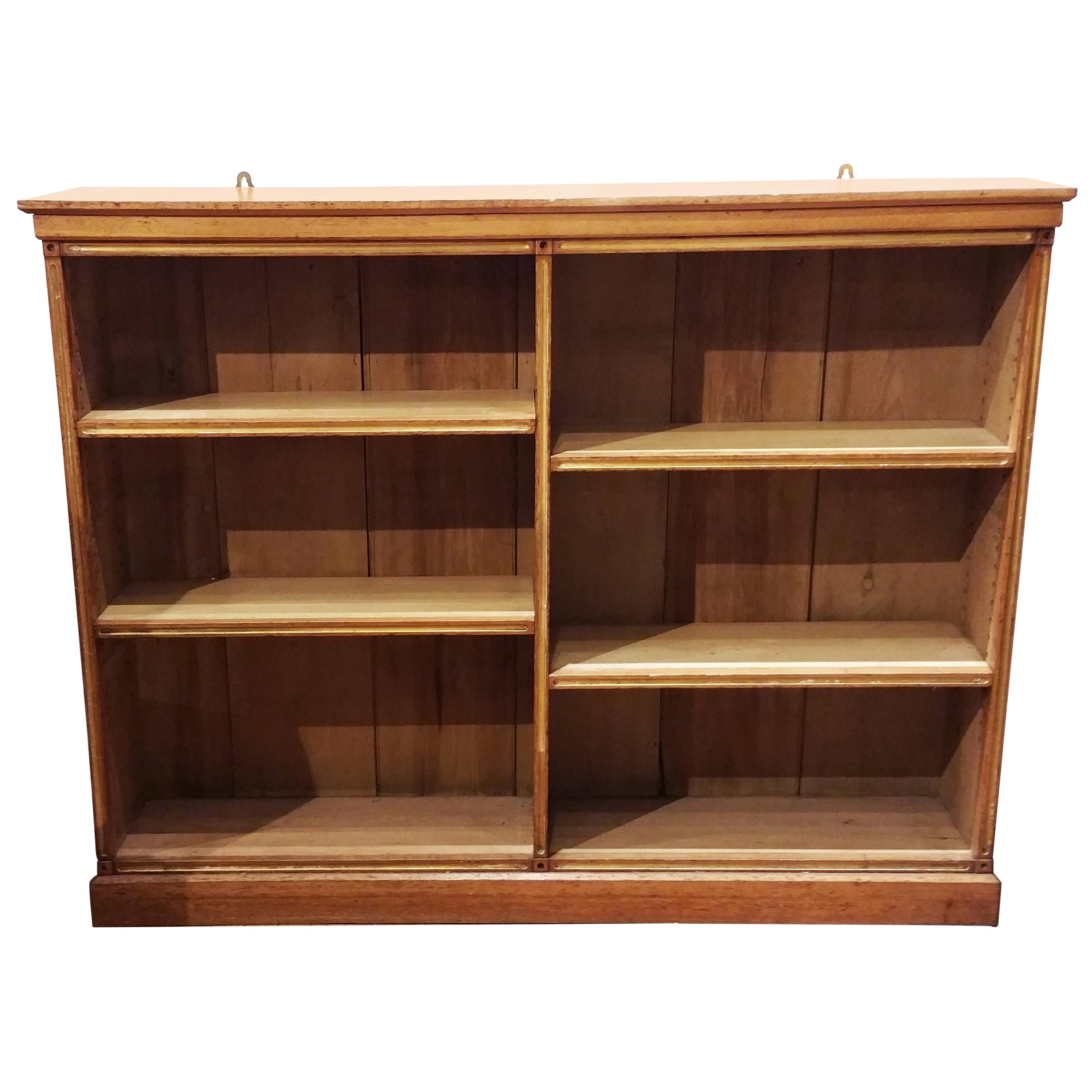 19th Century Blond Oak English Open Bookcase