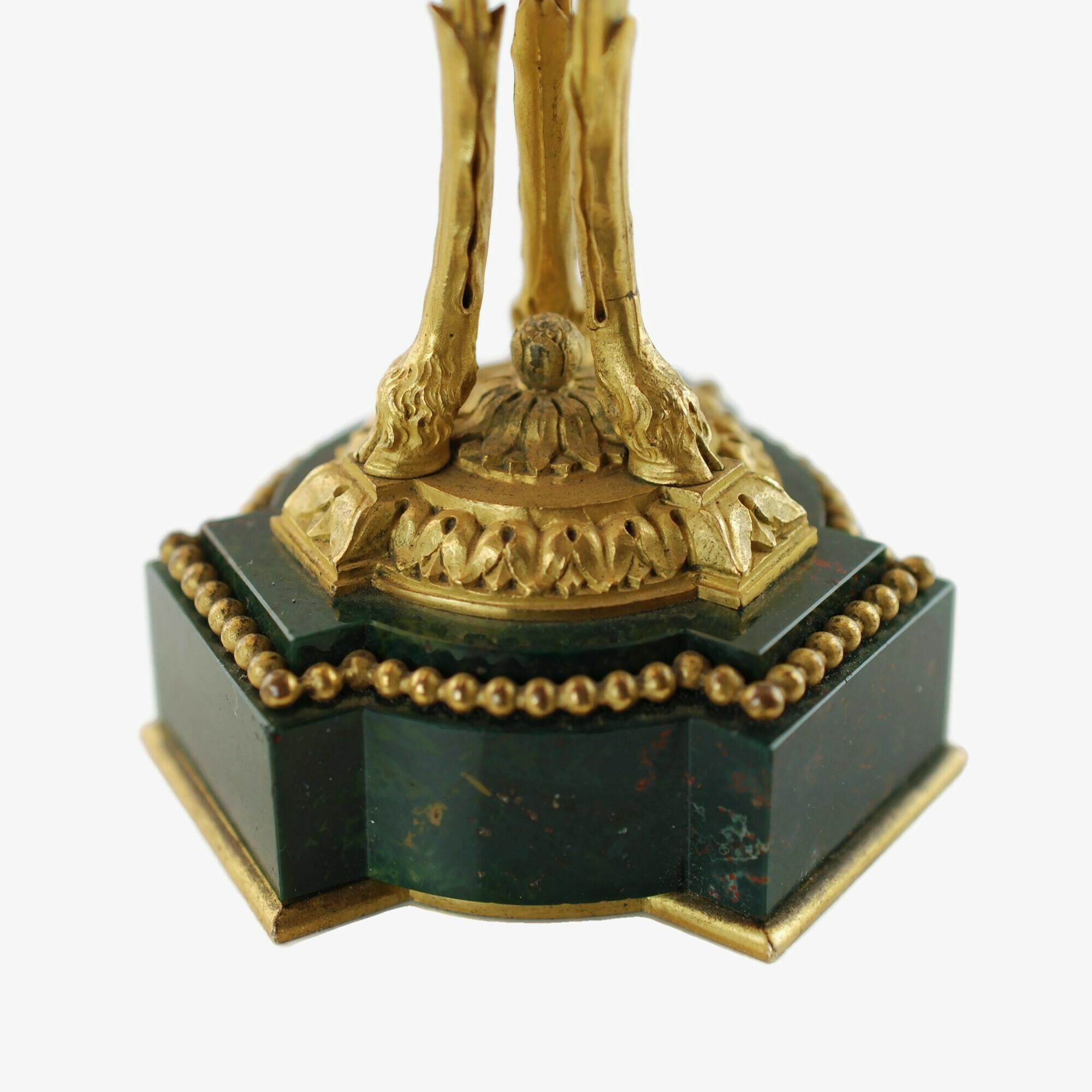 19th C Bloodstone Cassolettes with Ormolu Mounts Rams Head Motif Louis XVI Style For Sale 5