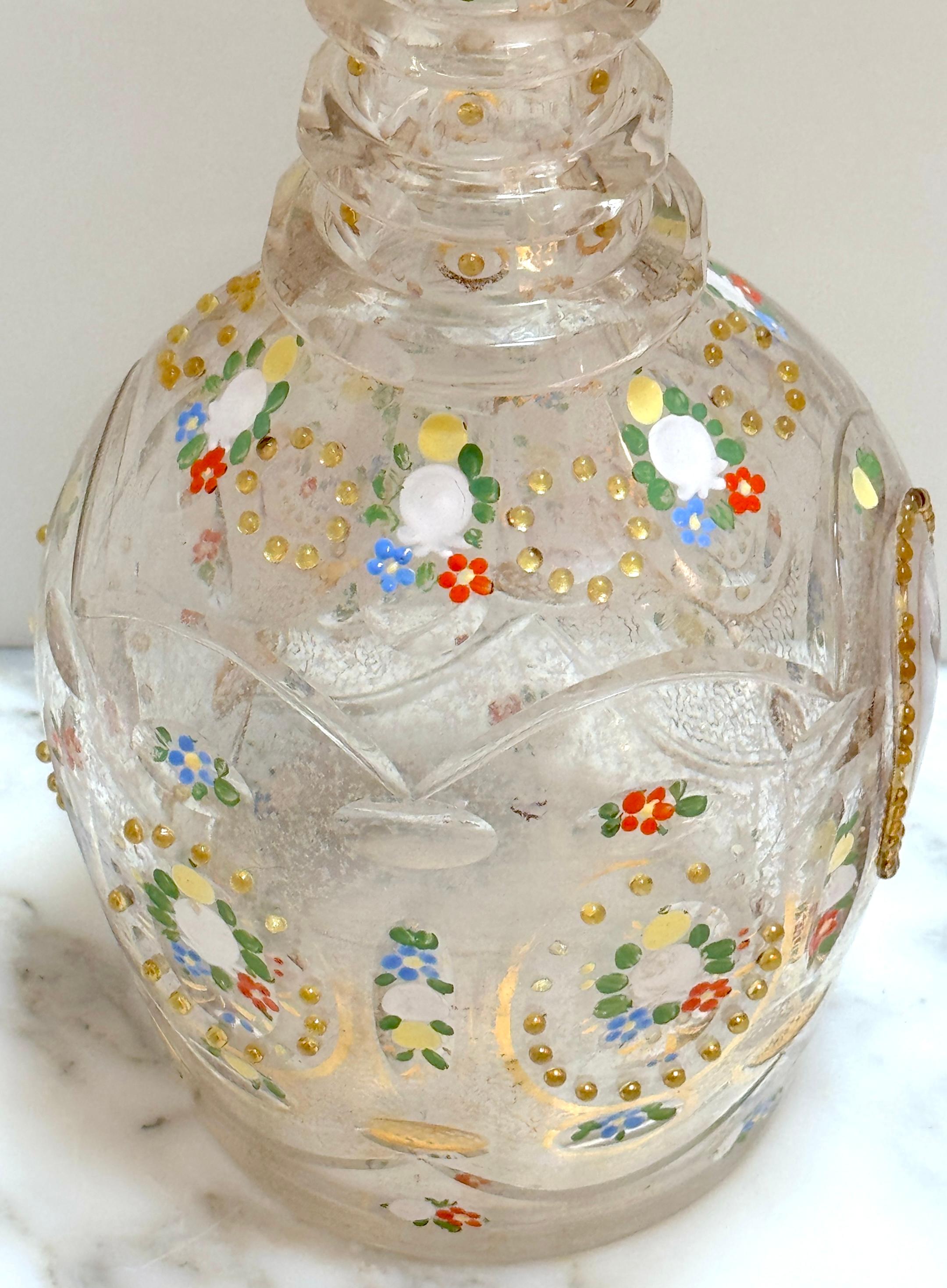 Portrait de carafe persan émaillé Naser al-Din Shah Qajar, Bohème, 19e siècle en vente 2