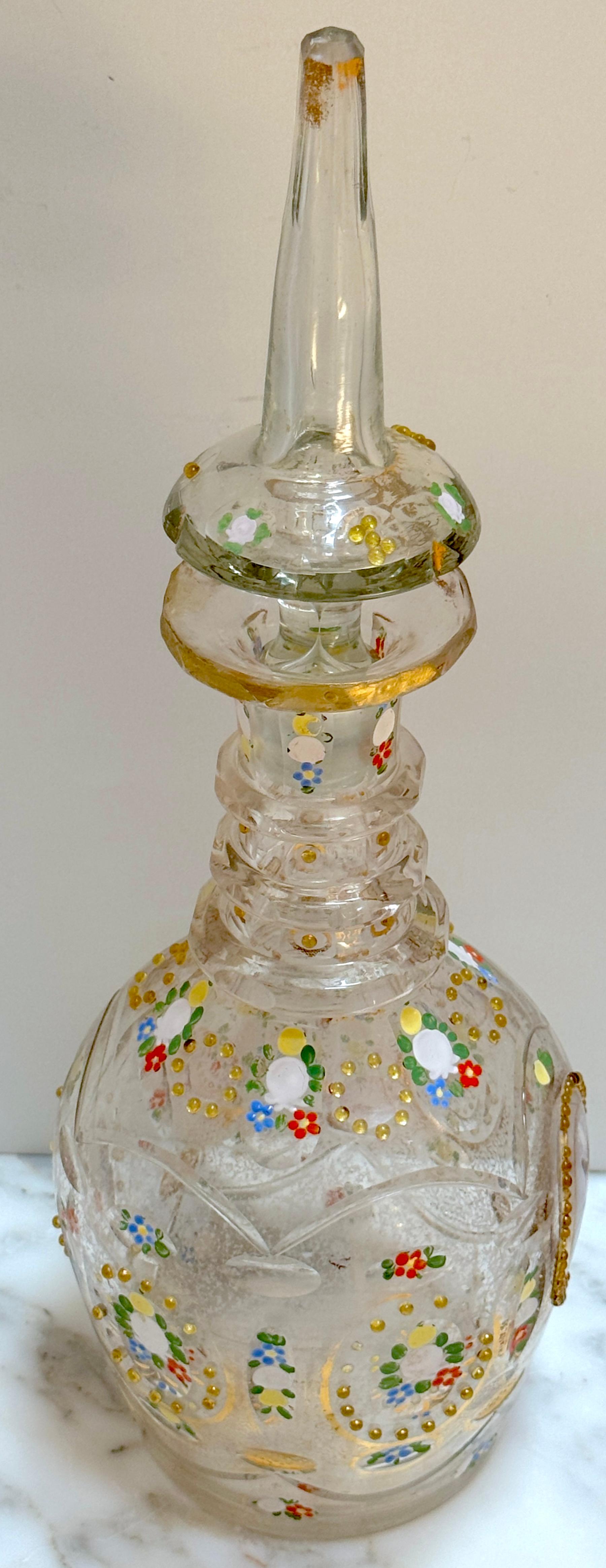 XIXe siècle Portrait de carafe persan émaillé Naser al-Din Shah Qajar, Bohème, 19e siècle en vente