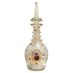 A.I.C., ritratto smaltato di decanter Naser al-Din Shah Qajar, persiano del XIX secolo