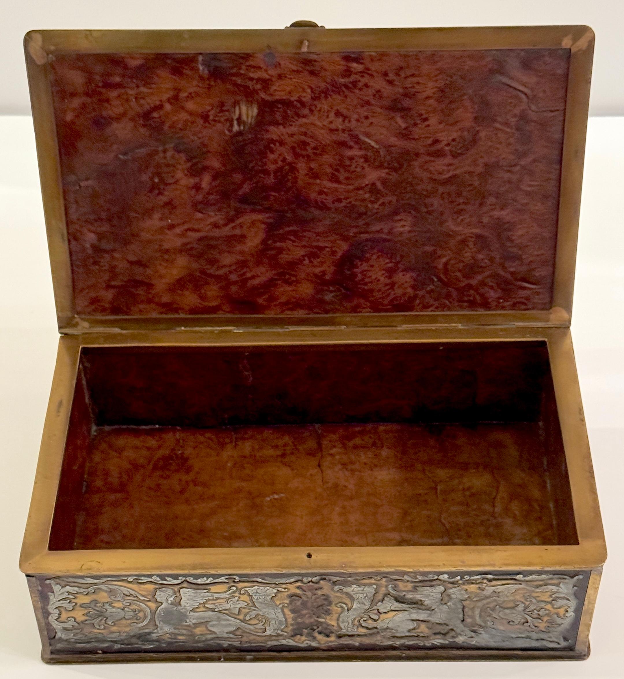 19th C.  Boulle Inlaid Table Box Miniature Pastoral Landscape, Signed 'Resck' For Sale 5