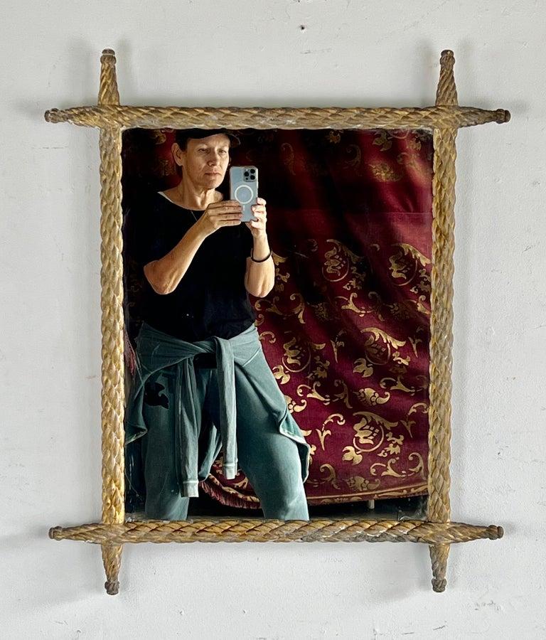 Rococo 19th C. Braided Giltwood Mirror For Sale