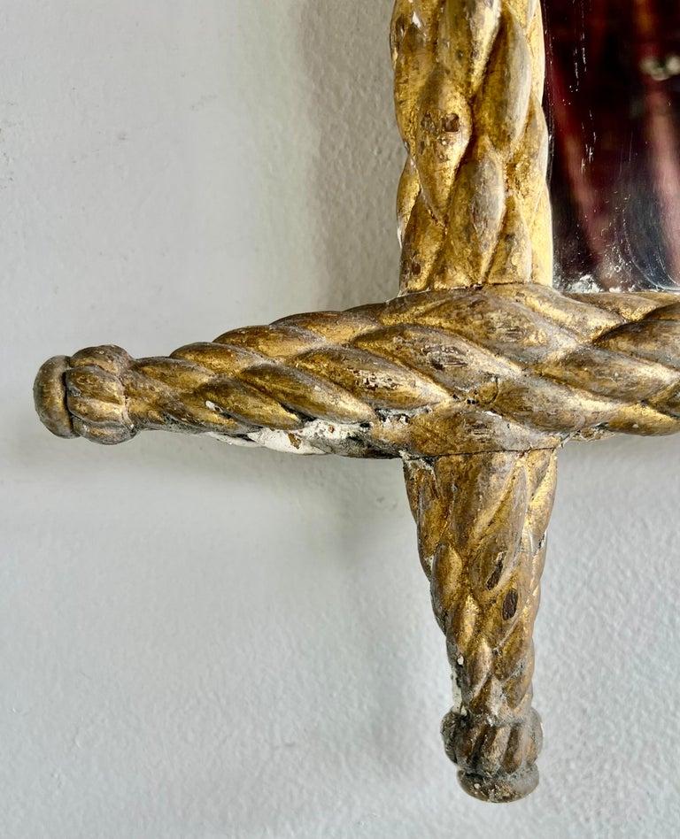 19th C. Braided Giltwood Mirror In Distressed Condition For Sale In Los Angeles, CA