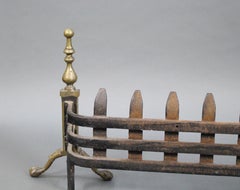 19th Century Brass and Cast Iron Fire Guard Basket Front