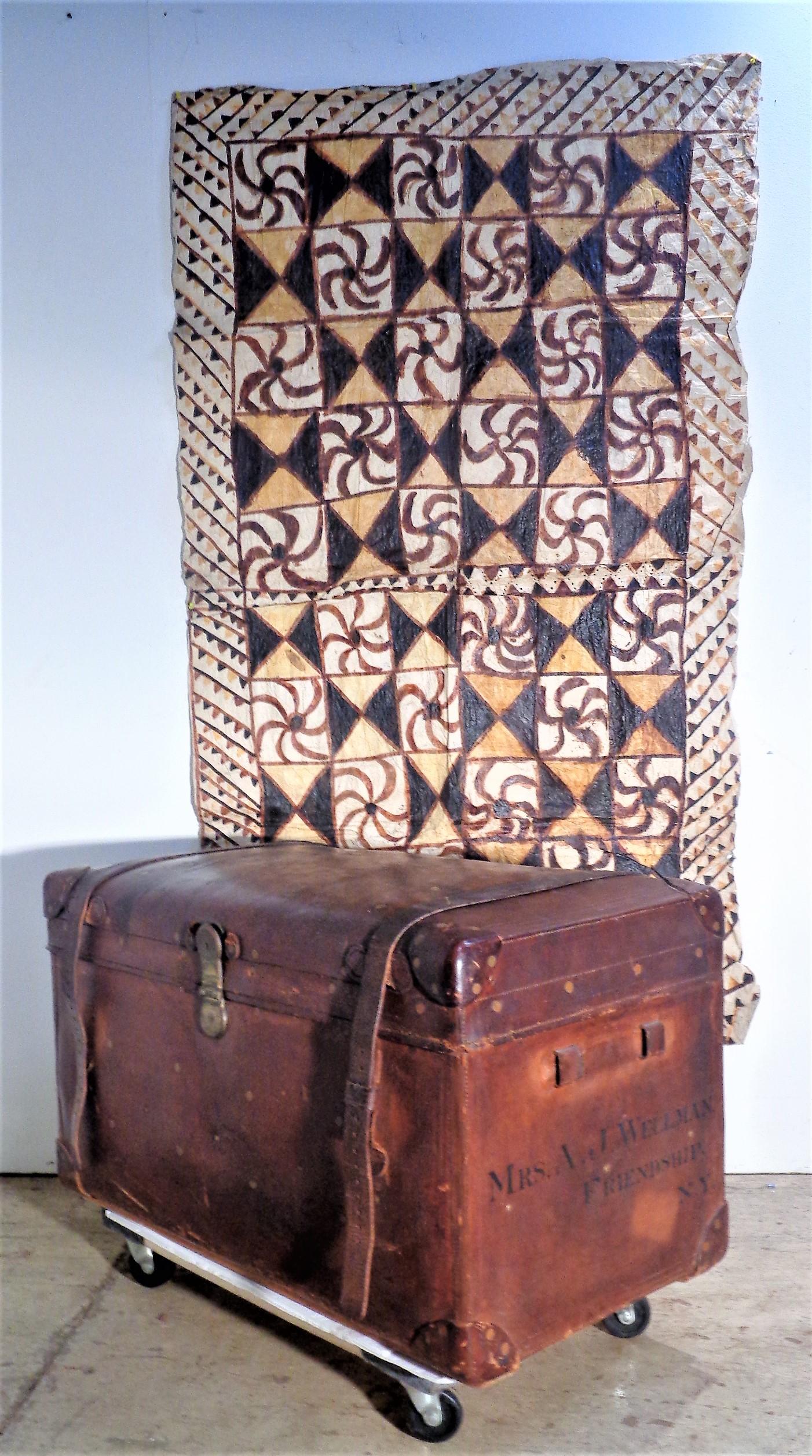 19th C. Brass Riveted Leather Travel Trunk Sage's Trunk Depot Boston, Ma. For Sale 11
