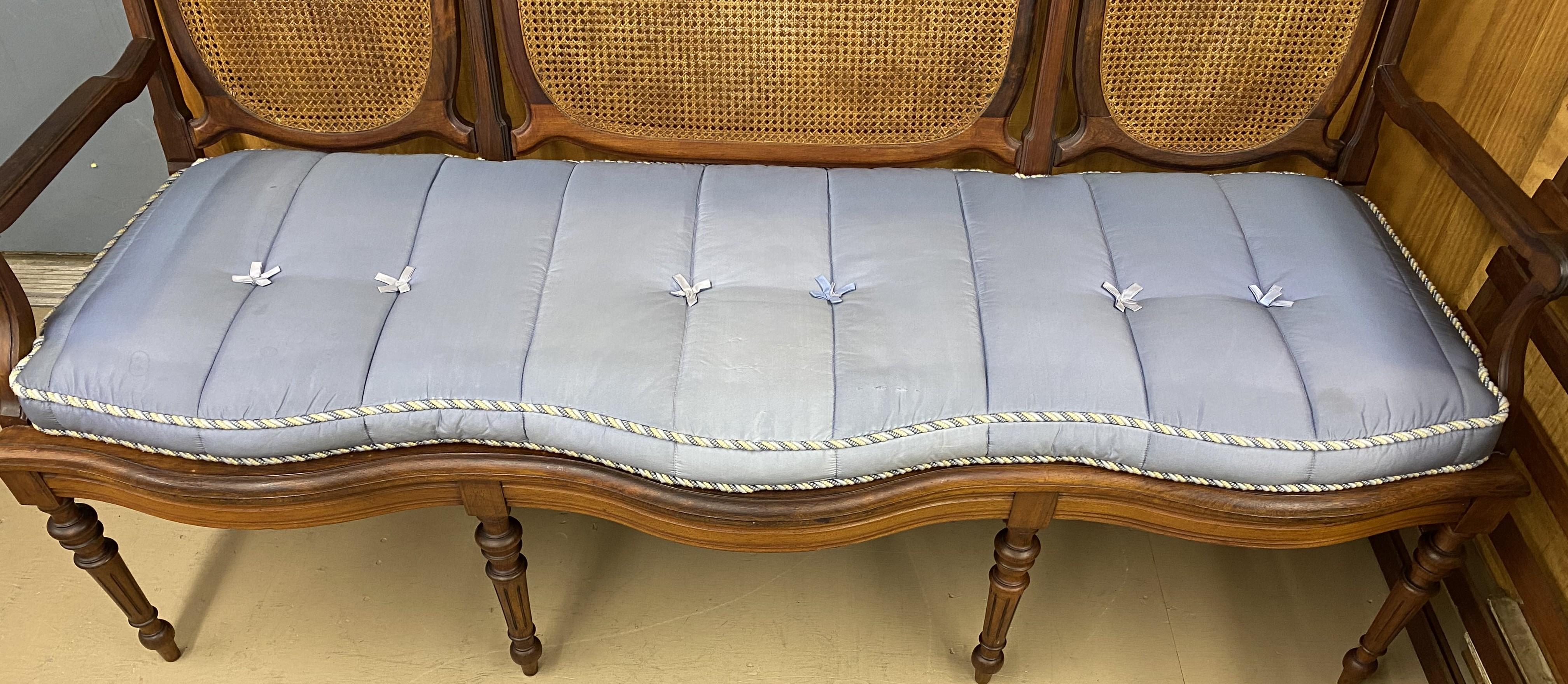 19th c Brazilian Hardwood Settee with Caned Seat and Back For Sale 9