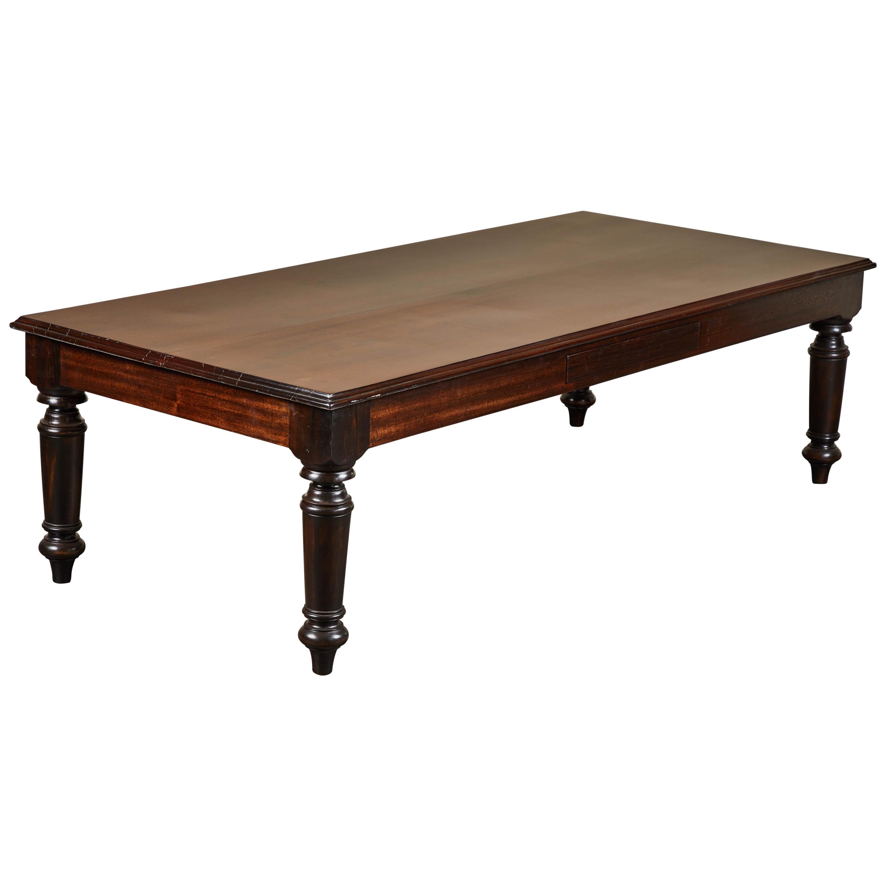 19th Century British Colonial Rosewood Coffee Table with Newer Legs
