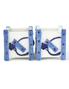 19th C British Royal Worcester Blue and White Porcelain Small Cachepots