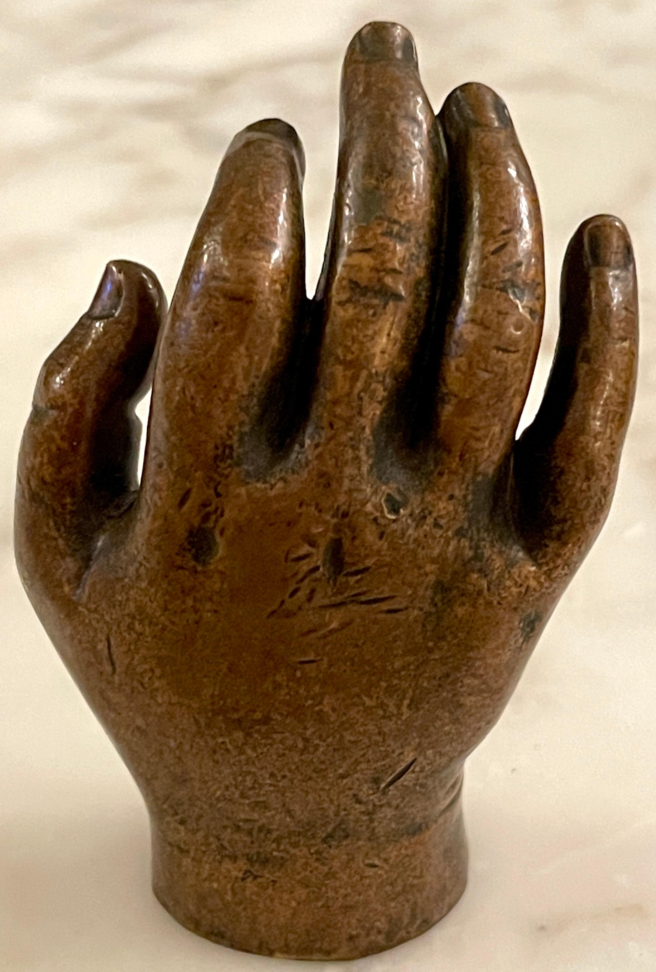 19th C. Bronze Anatomical/ Artists Model / Sculpture of a Hand, Signed 'Brooks For Sale 6