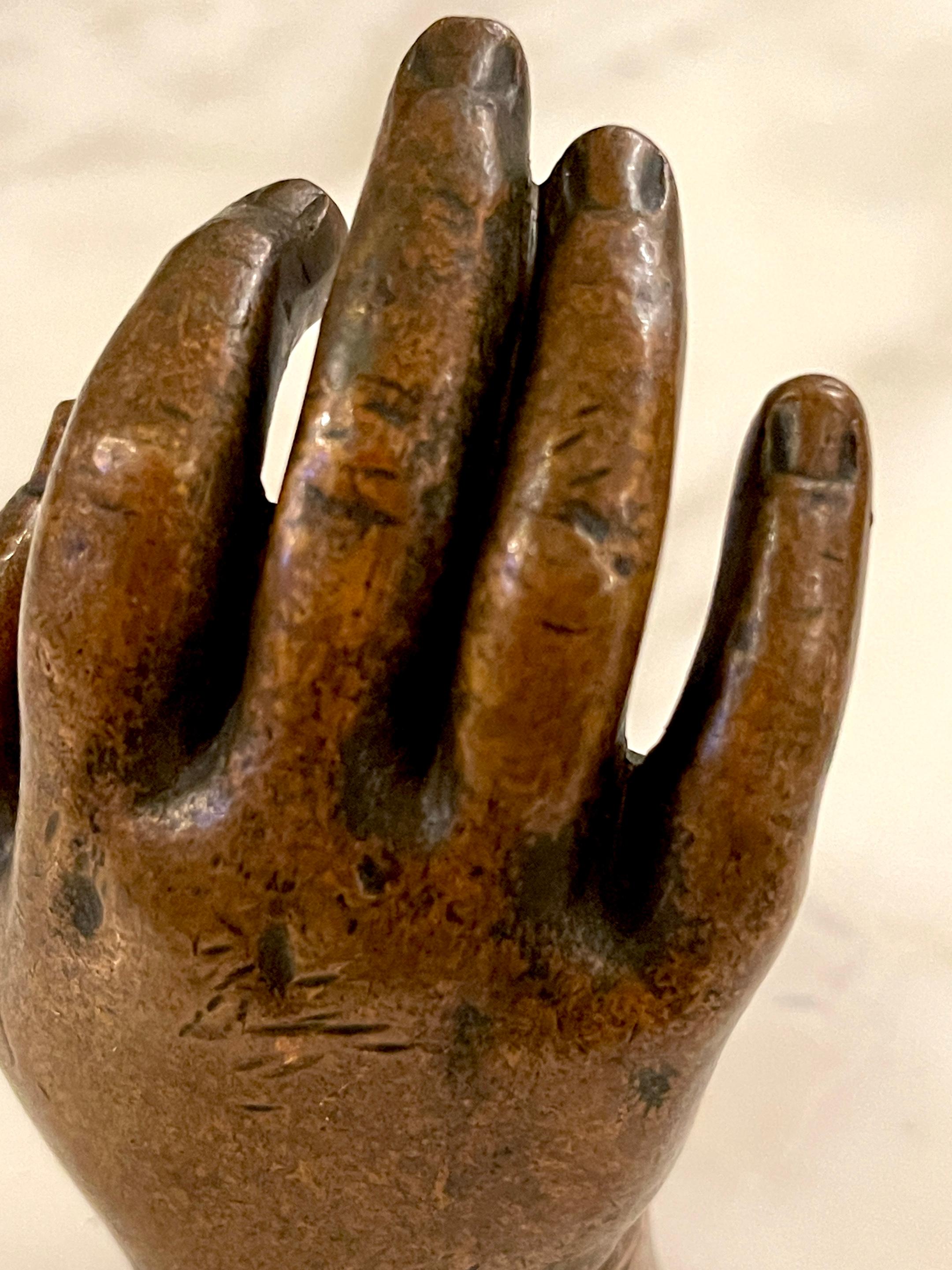 19th C. Bronze Anatomical/ Artists Model / Sculpture of a Hand, Signed 'Brooks For Sale 9