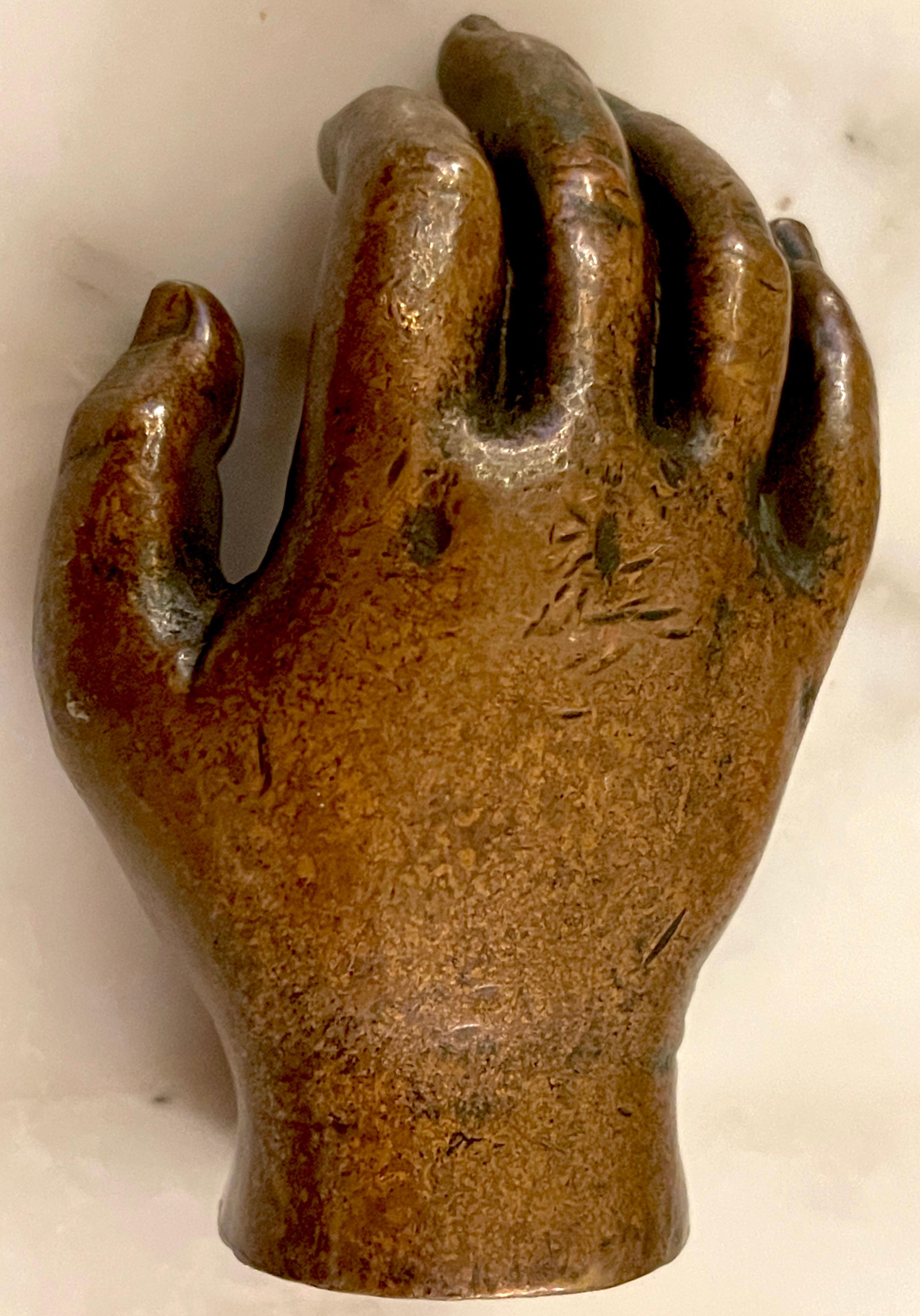 19th C. Bronze Anatomical/ Artists Model / Sculpture of a Hand, Signed 'Brooks For Sale 1