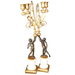 19th c. Bronze Figural Candlesticks