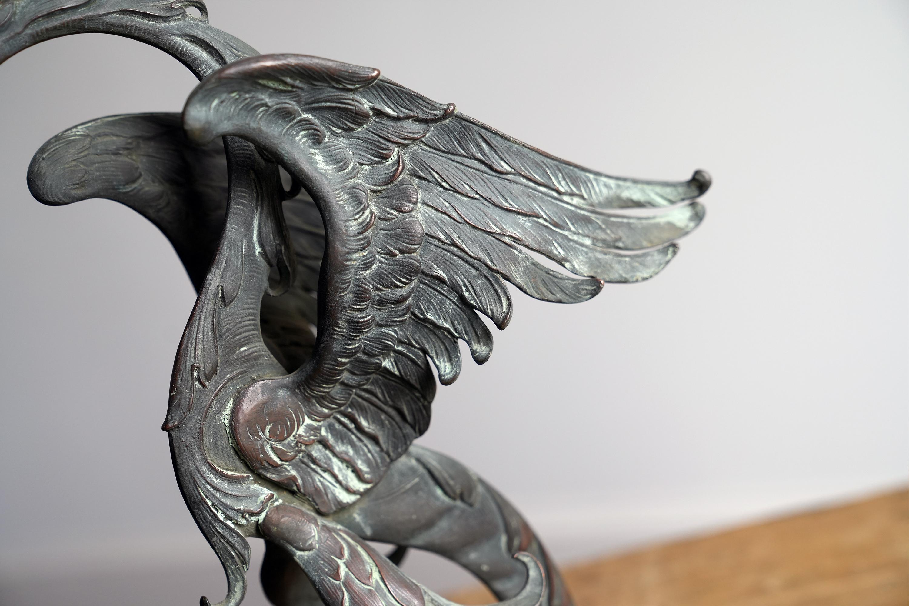 19th Century Bronze Griffin Candle Holder In Fair Condition For Sale In Hudson, NY