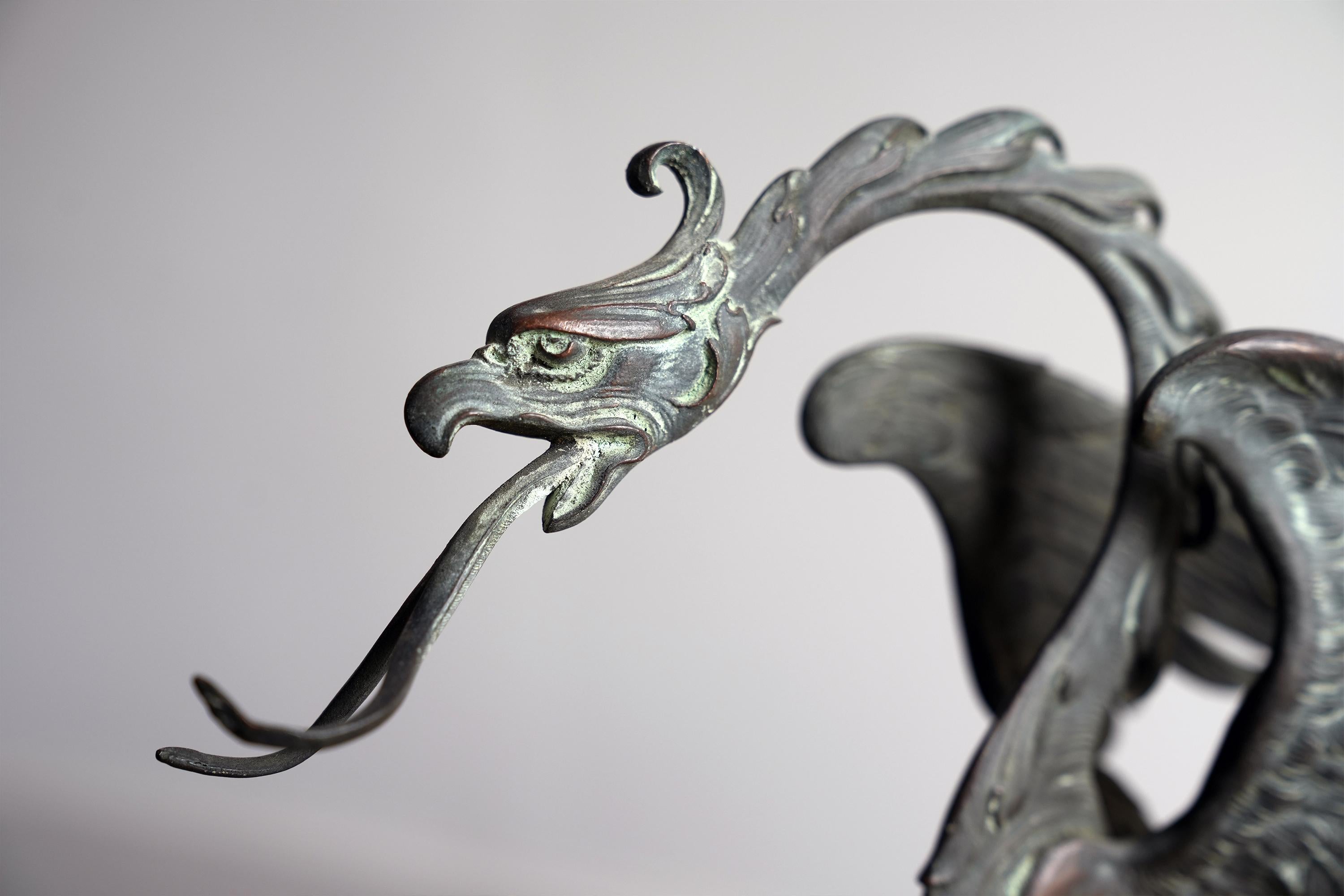 19th Century Bronze Griffin Candle Holder For Sale 1