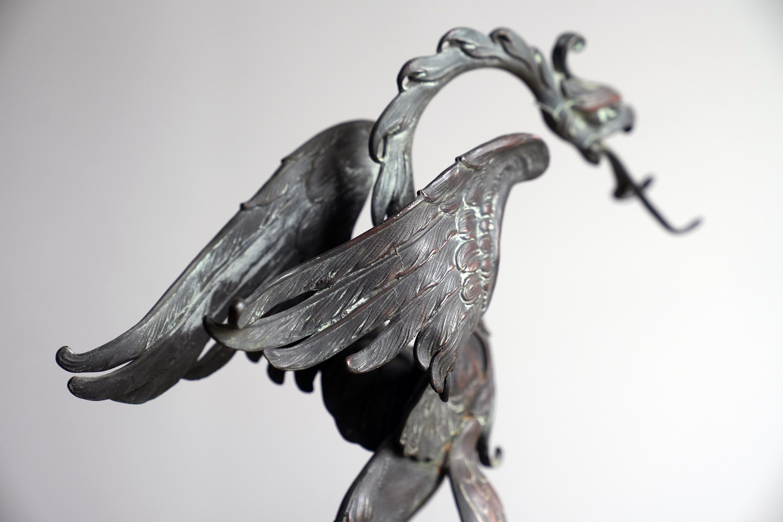19th Century Bronze Griffin Candle Holder For Sale 2