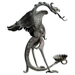 19th Century Bronze Griffin Candle Holder