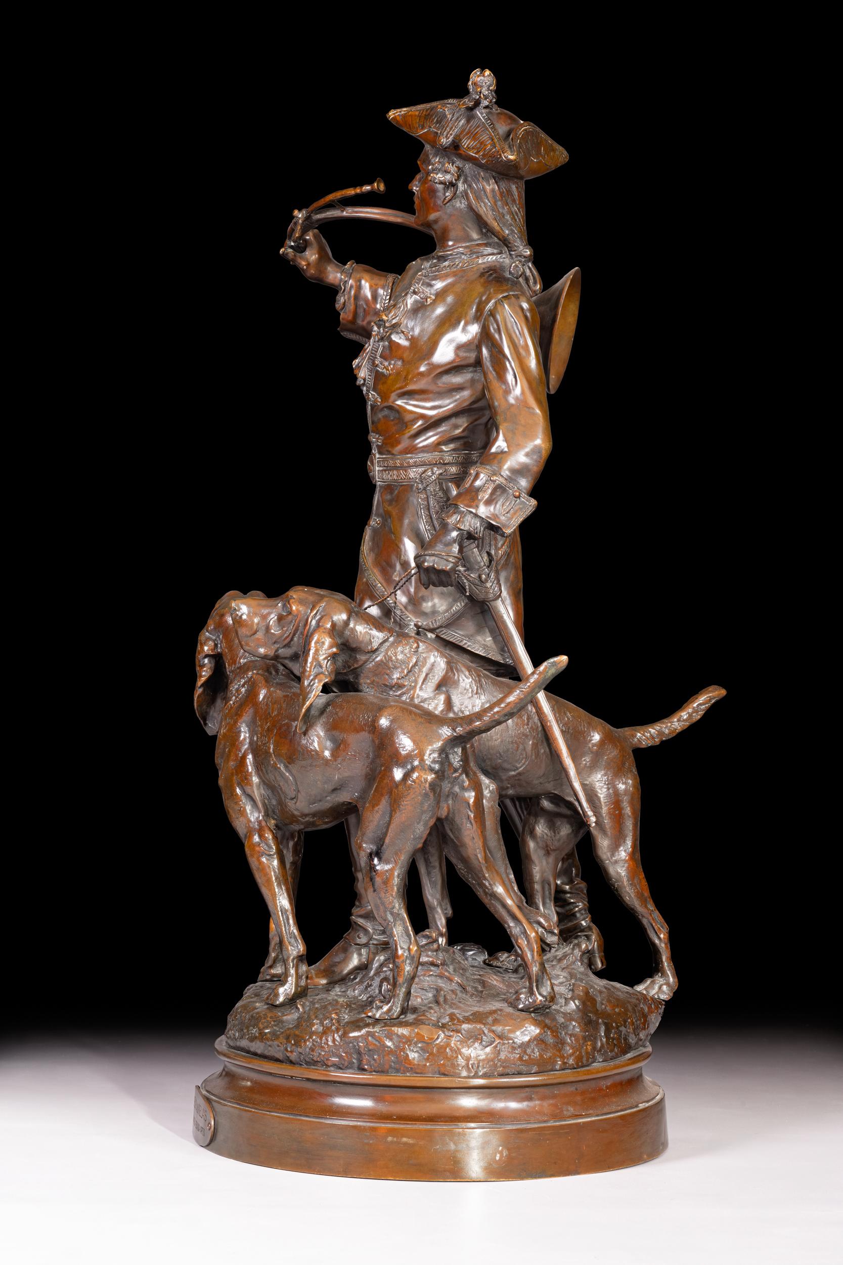 Bronzegruppe aus dem 19. Jahrhundert von H. F. Moreau (1832-1917) und P. Lecourtier (1851-1924) (Louis XV.) im Angebot