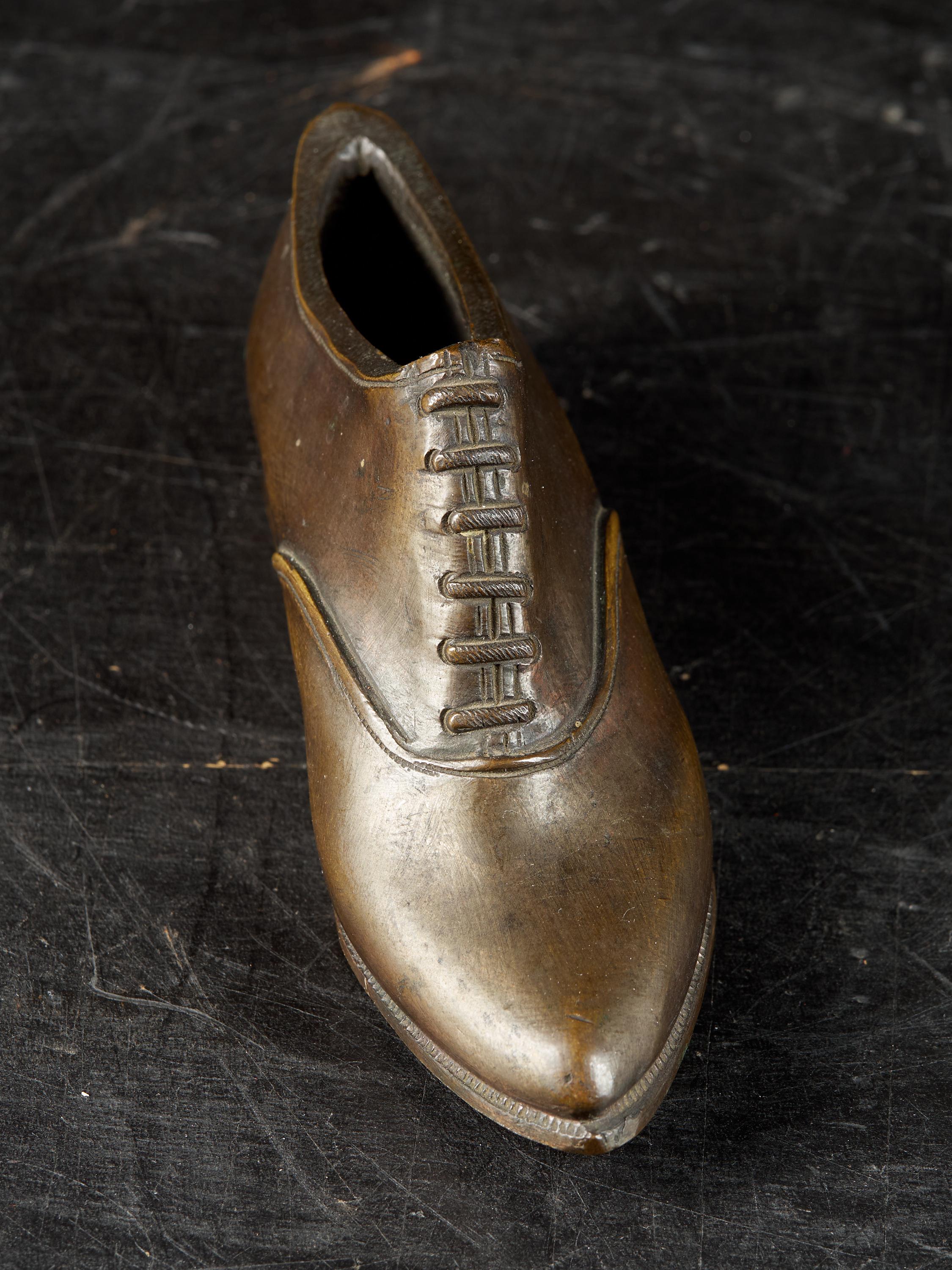 Hand-Crafted 19th Century Bronze Miniature Shoe Model Used as Paperweight