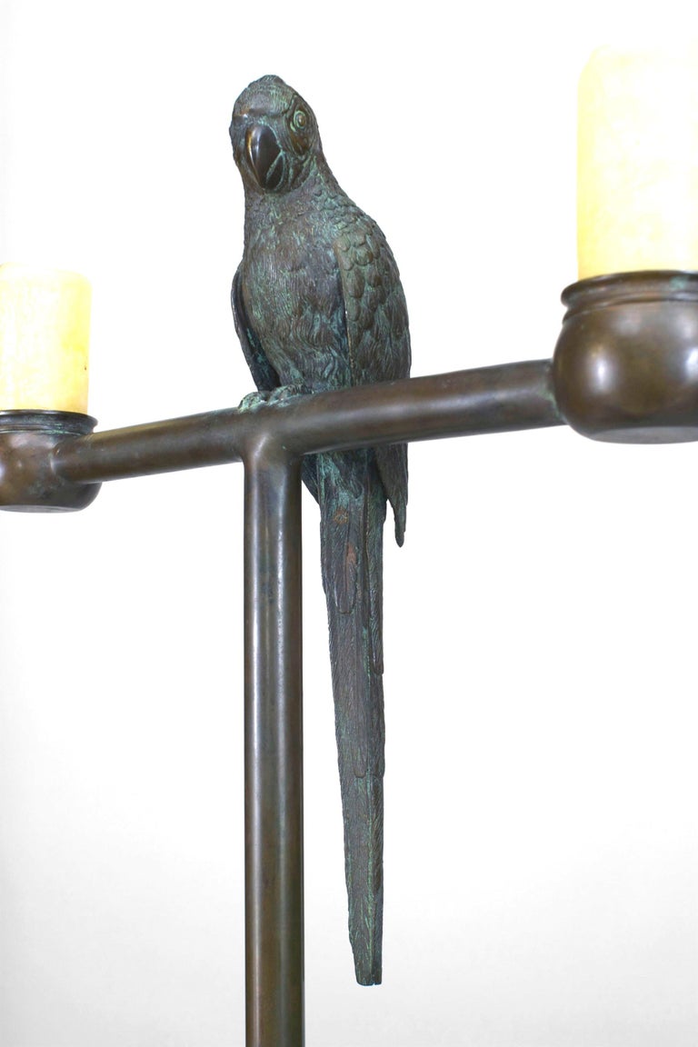 Victorian American Bronze Parrot Candelabra For Sale
