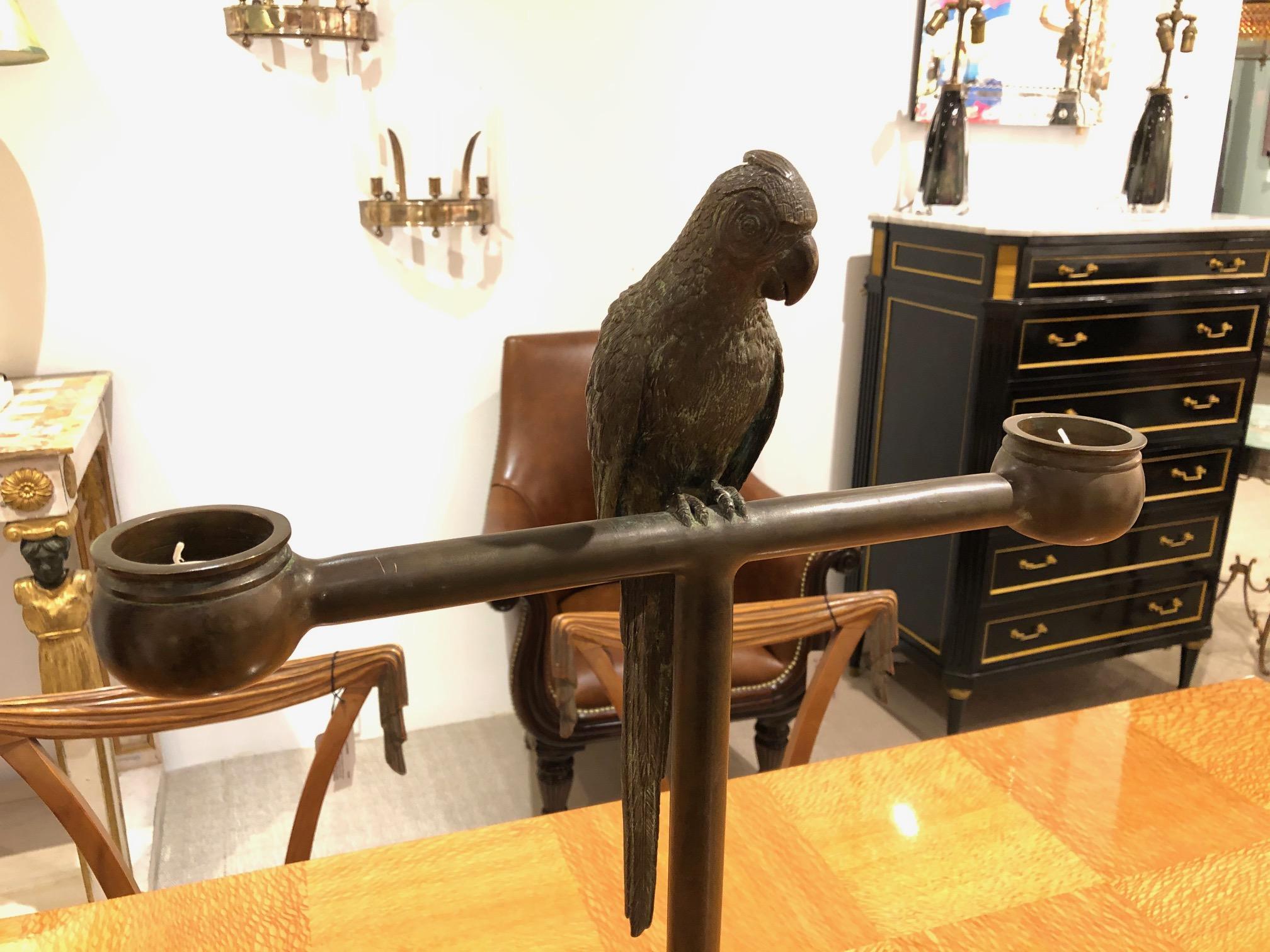 American Bronze Parrot Candelabra For Sale 2