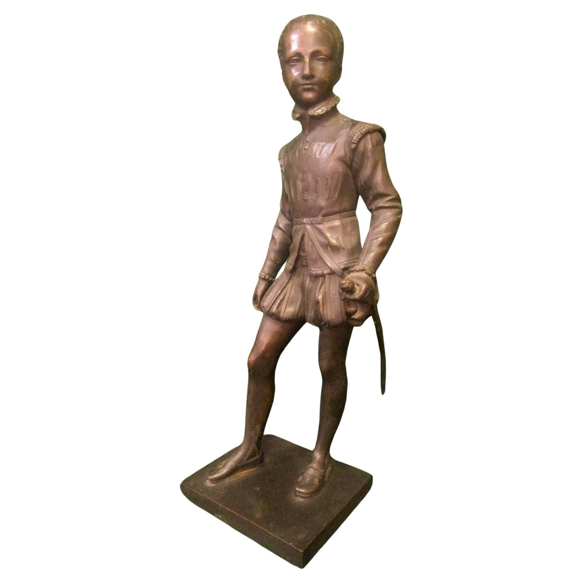 19th C Bronze Statue of a Young Henry IV After Baron Francois Joseph Bosio For Sale