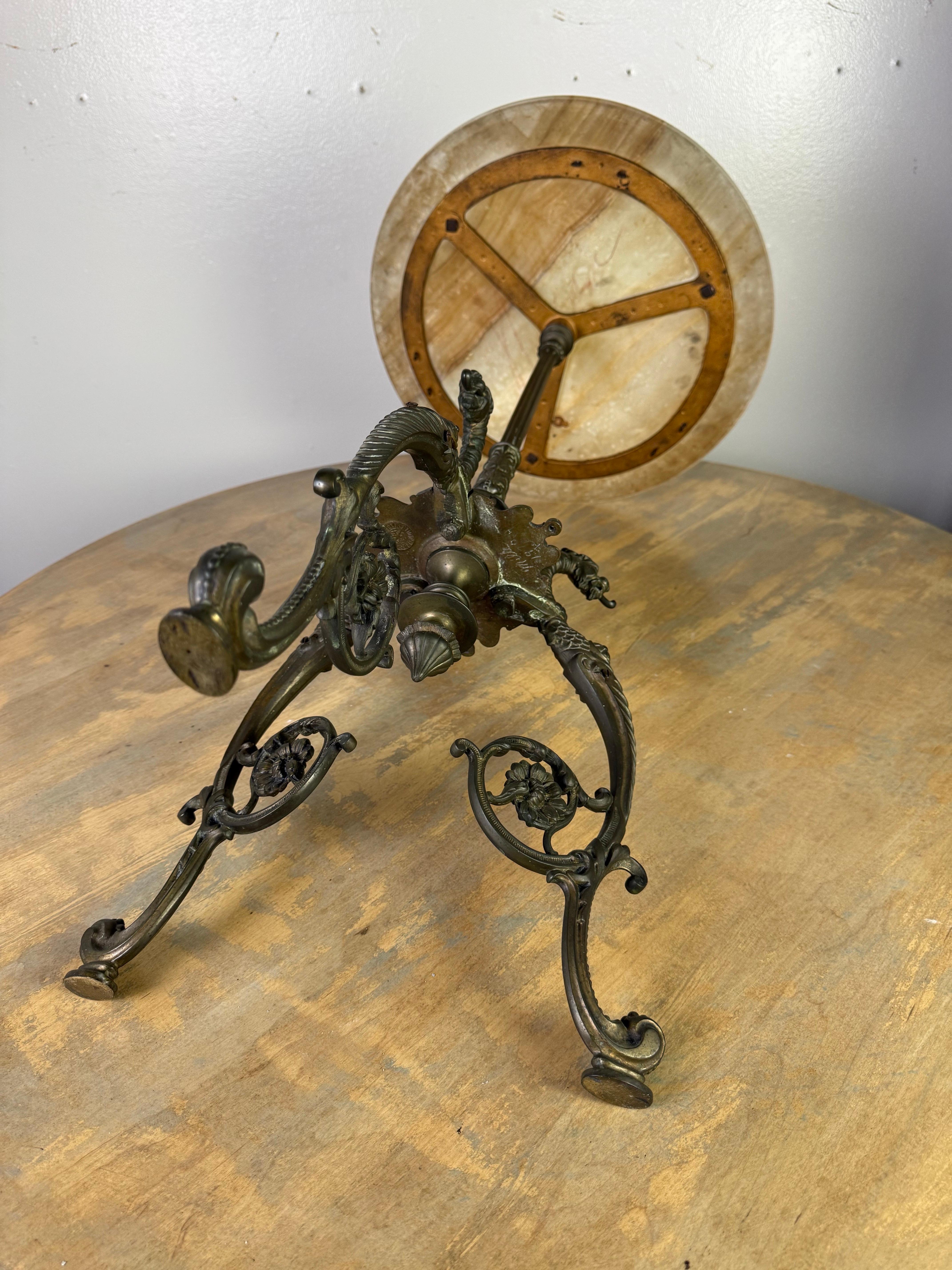 19th C. Bronze Table w/ Onyx Top For Sale 8