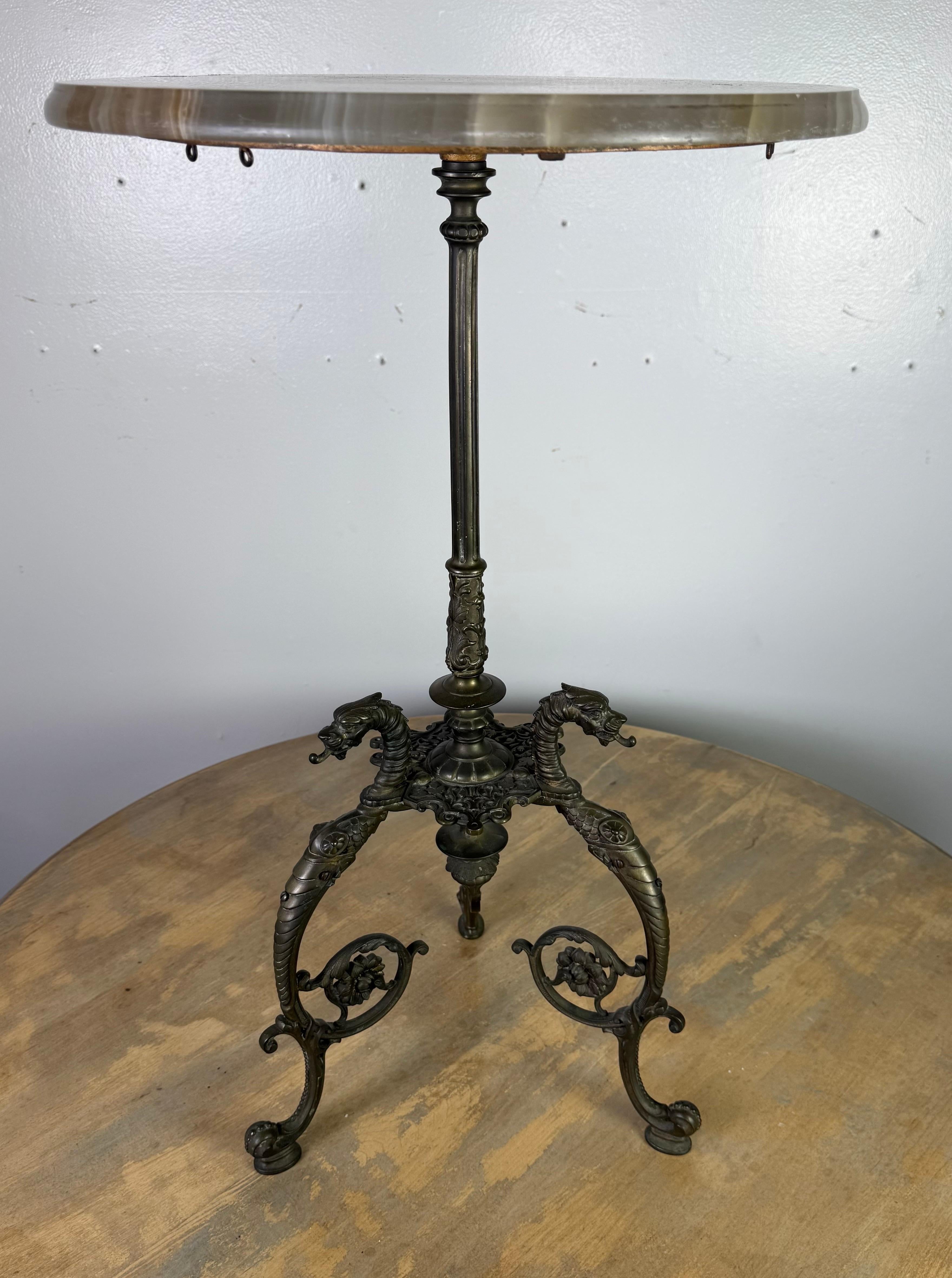 Neoclassical 19th C. Bronze Table w/ Onyx Top For Sale