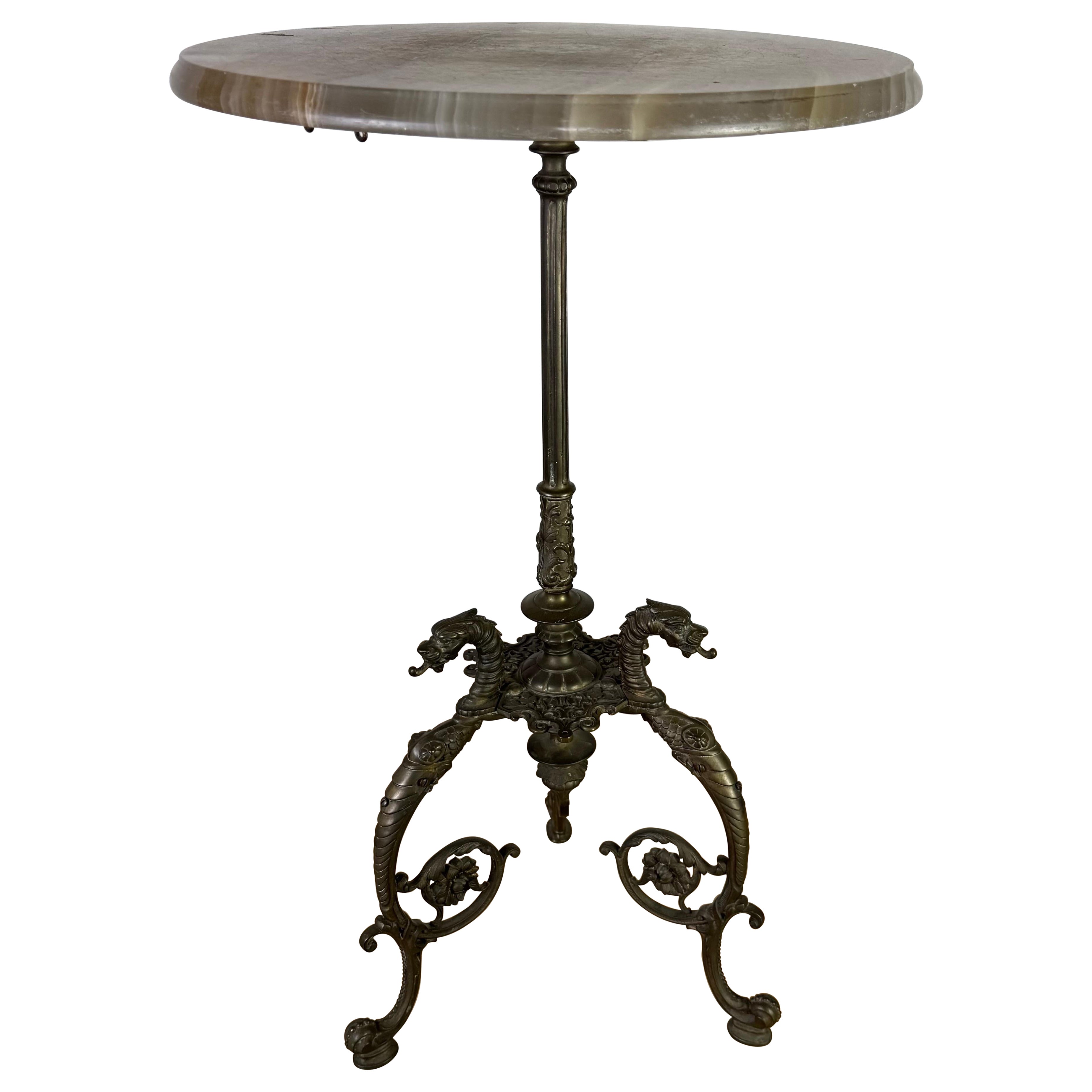 19th C. Bronze Table w/ Onyx Top