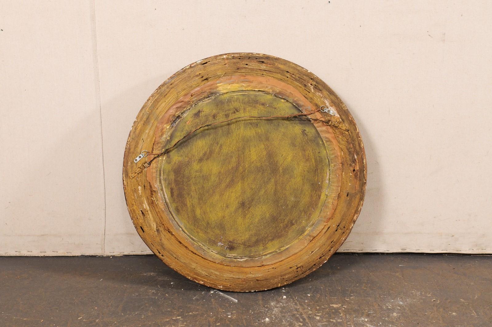 19th C. Bulls-Eye Mirror w/Convex Center, Black & Bronze For Sale 7